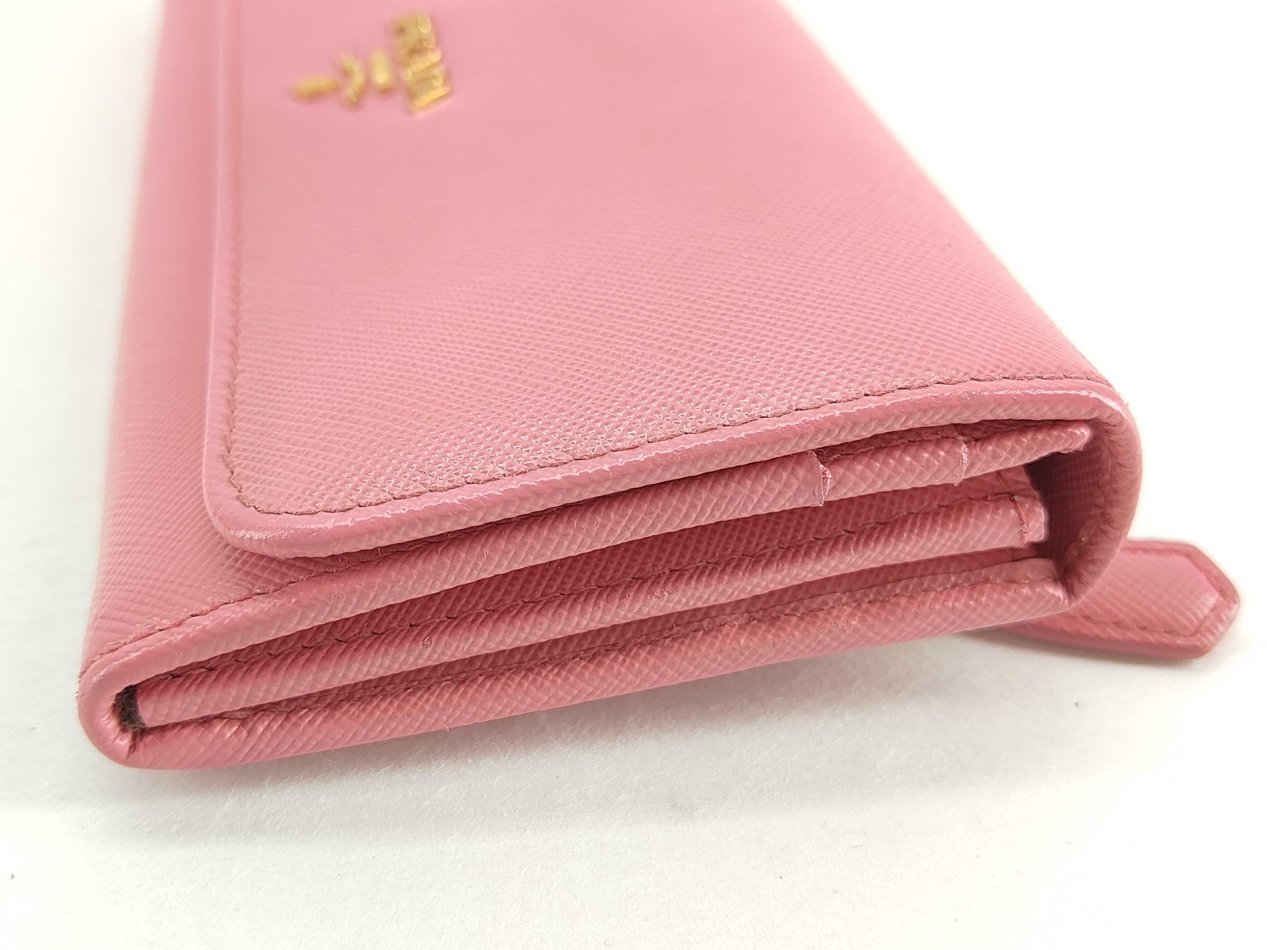 Saffiano Metal Leather Flap Long Wallet Pink 1MH132 Wallet — view 5
