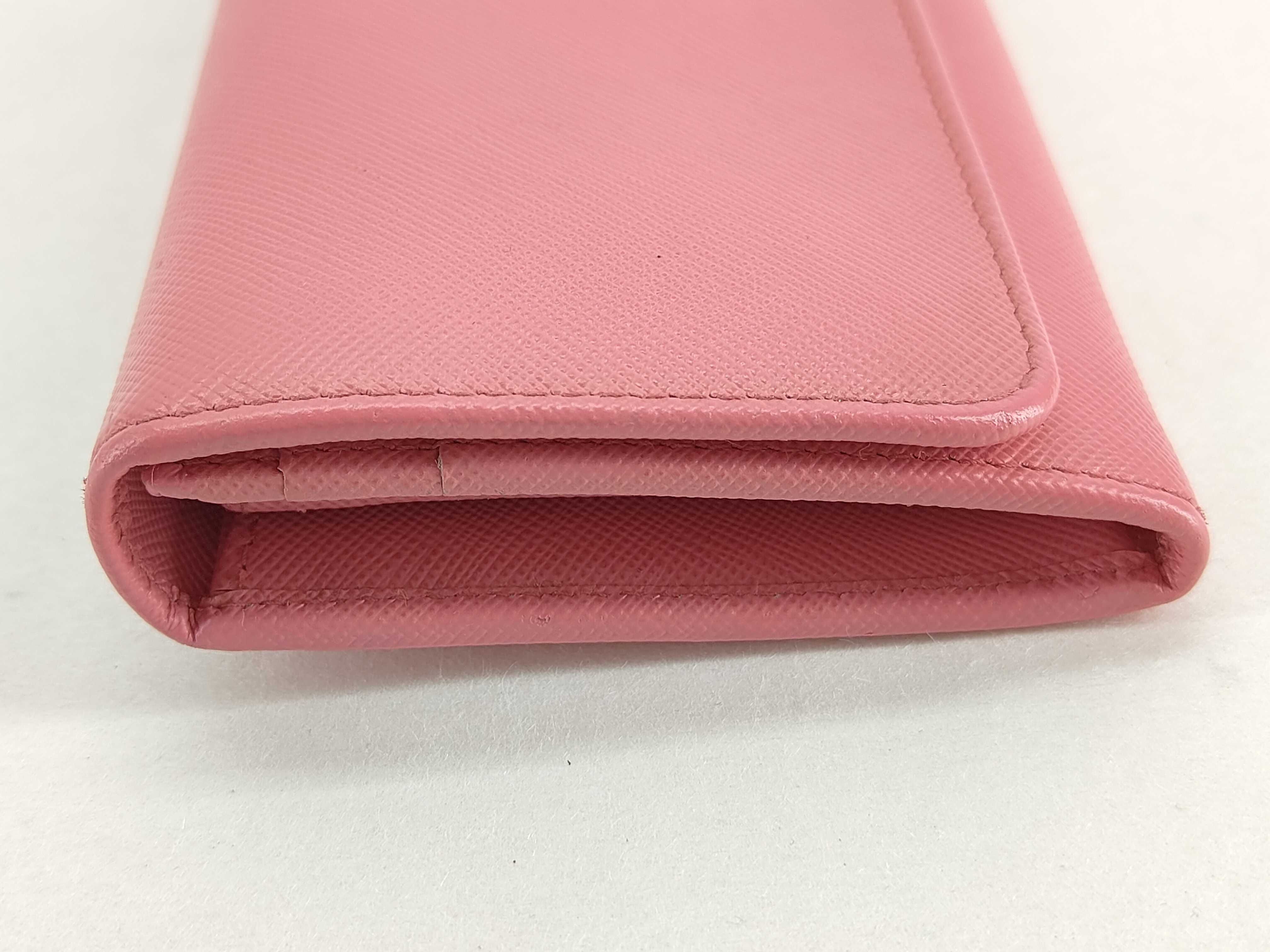 Saffiano Metal Leather Flap Long Wallet Pink 1MH132 Wallet — view 7