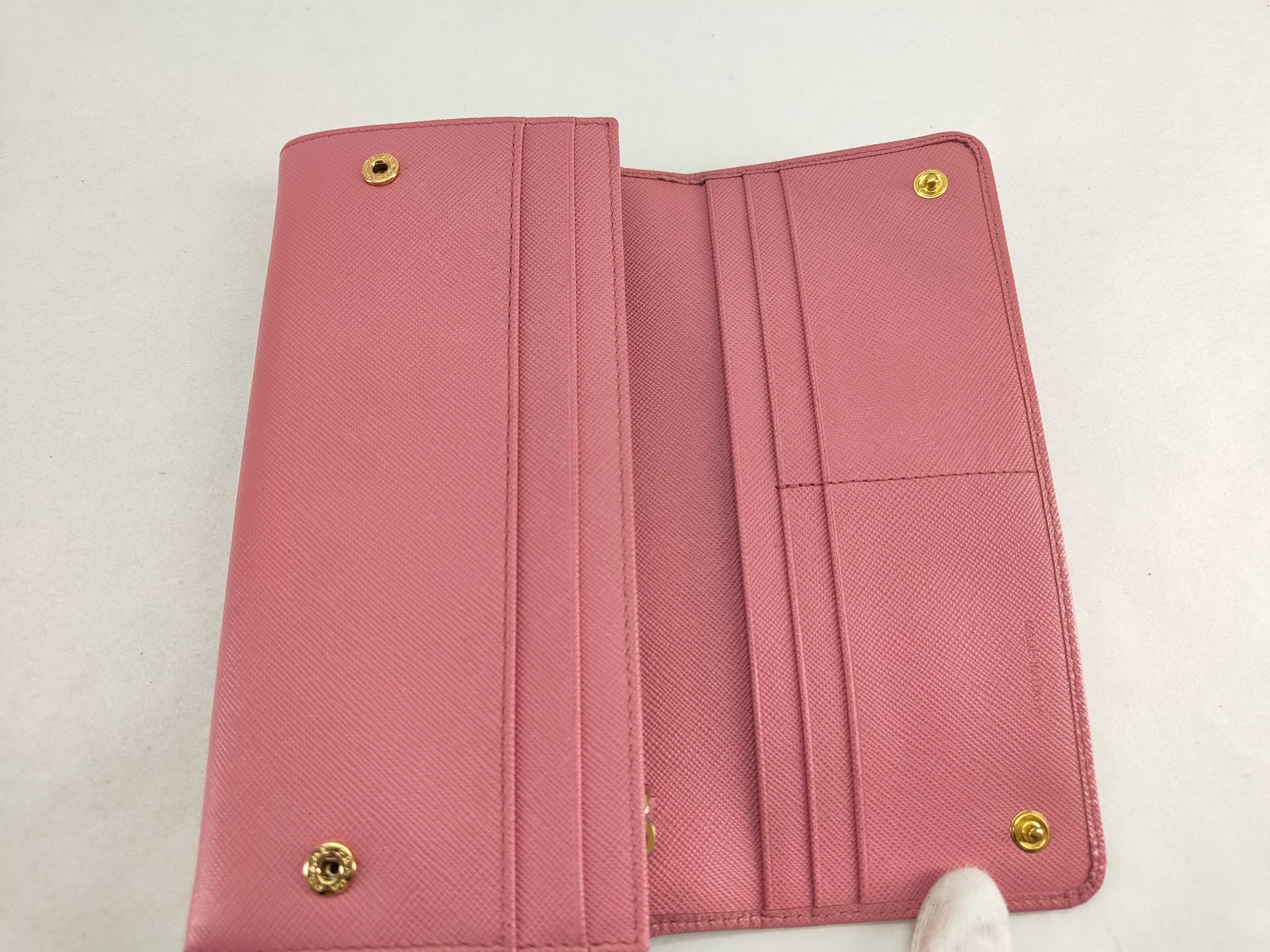 Saffiano Metal Leather Flap Long Wallet Pink 1MH132 Wallet — view 9