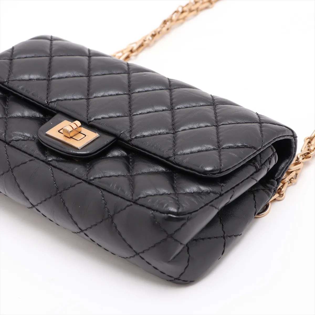 Matelassé 2.55 Vintage Calfskin Waist Pouch, Black with Gold Hardware, 26648119, Serial Number 26-series, A57791 — view 3