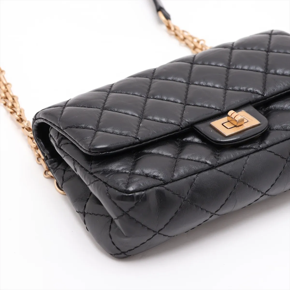 Matelassé 2.55 Vintage Calfskin Waist Pouch, Black with Gold Hardware, 26648119, Serial Number 26-series, A57791 — view 4