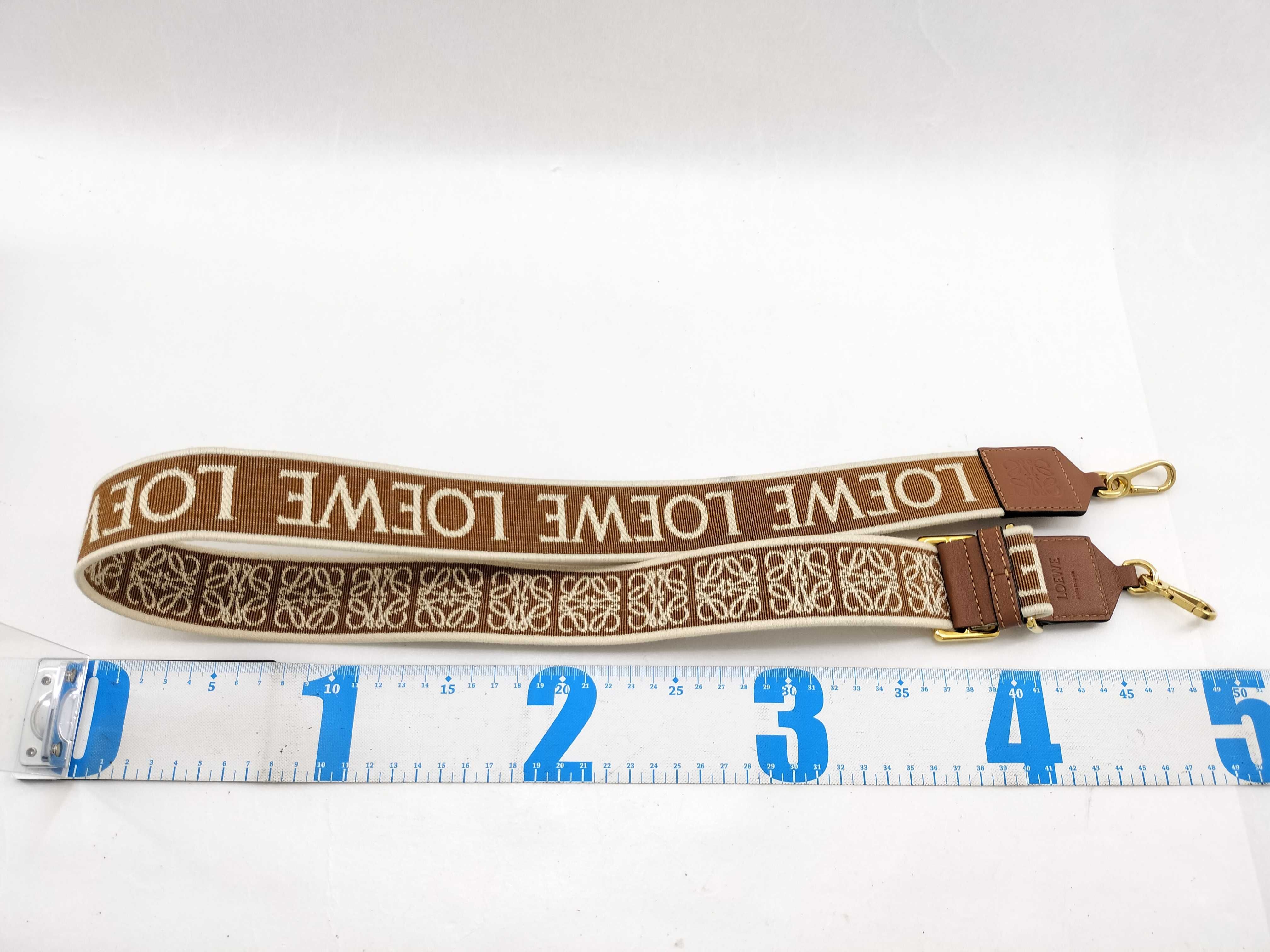 shoulder strap, Anagram design, canvas and leather, brown, gold hardware. — view 5