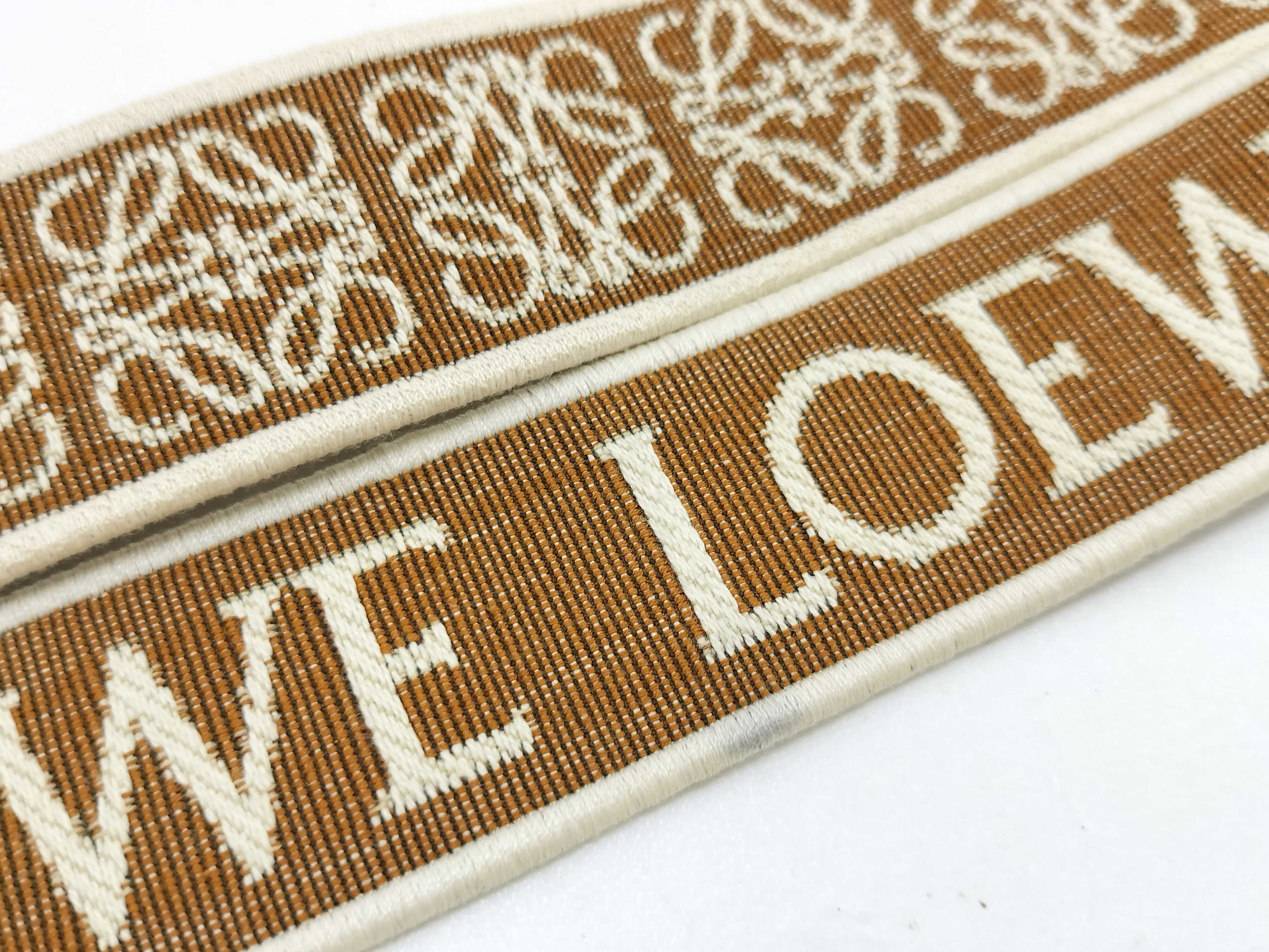 shoulder strap, Anagram design, canvas and leather, brown, gold hardware. — view 8