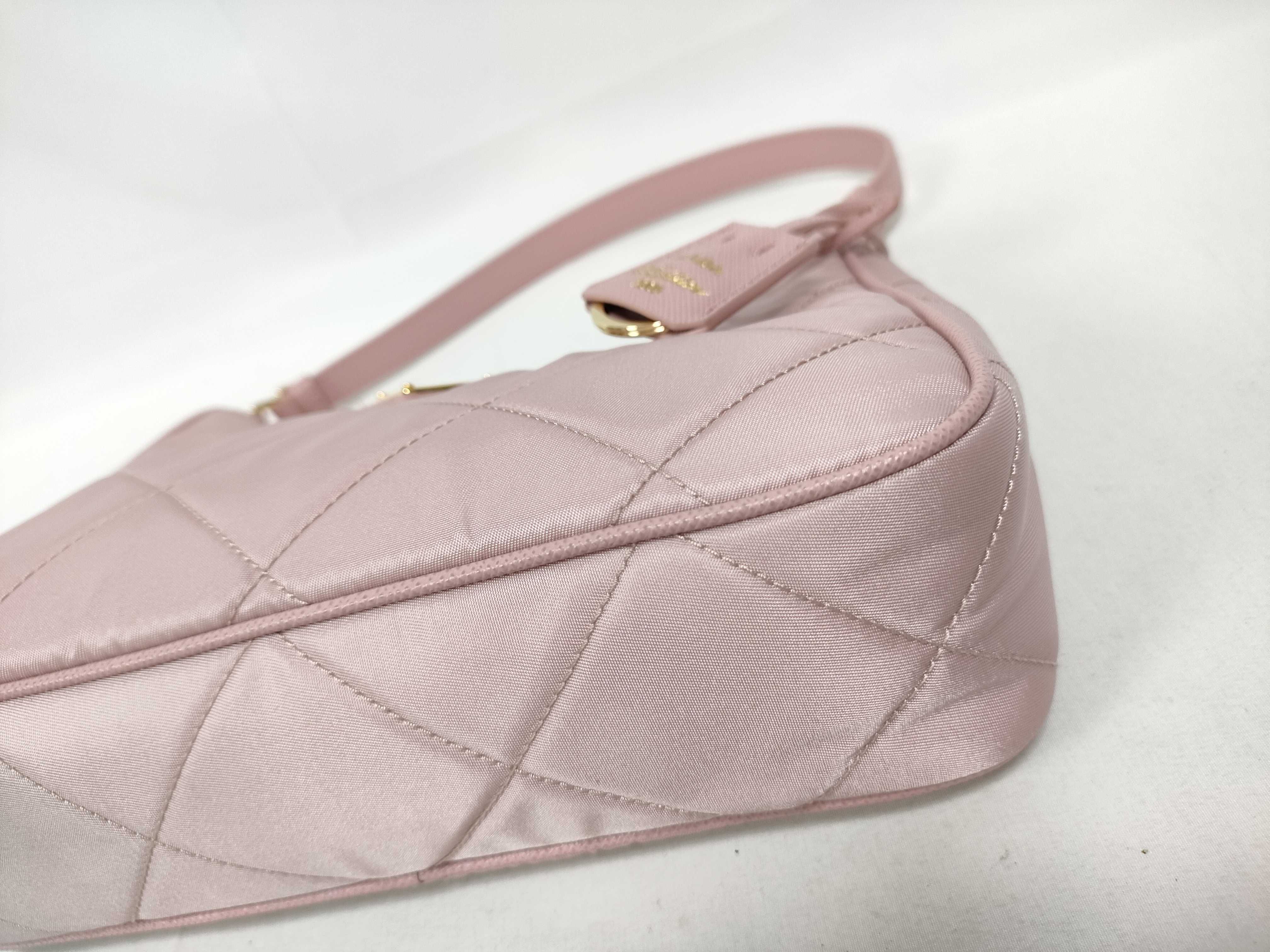 Tessuto Quilted Re-Nylon Shoulder Bag, Pink, with Dust Bag and Clochette. — view 4