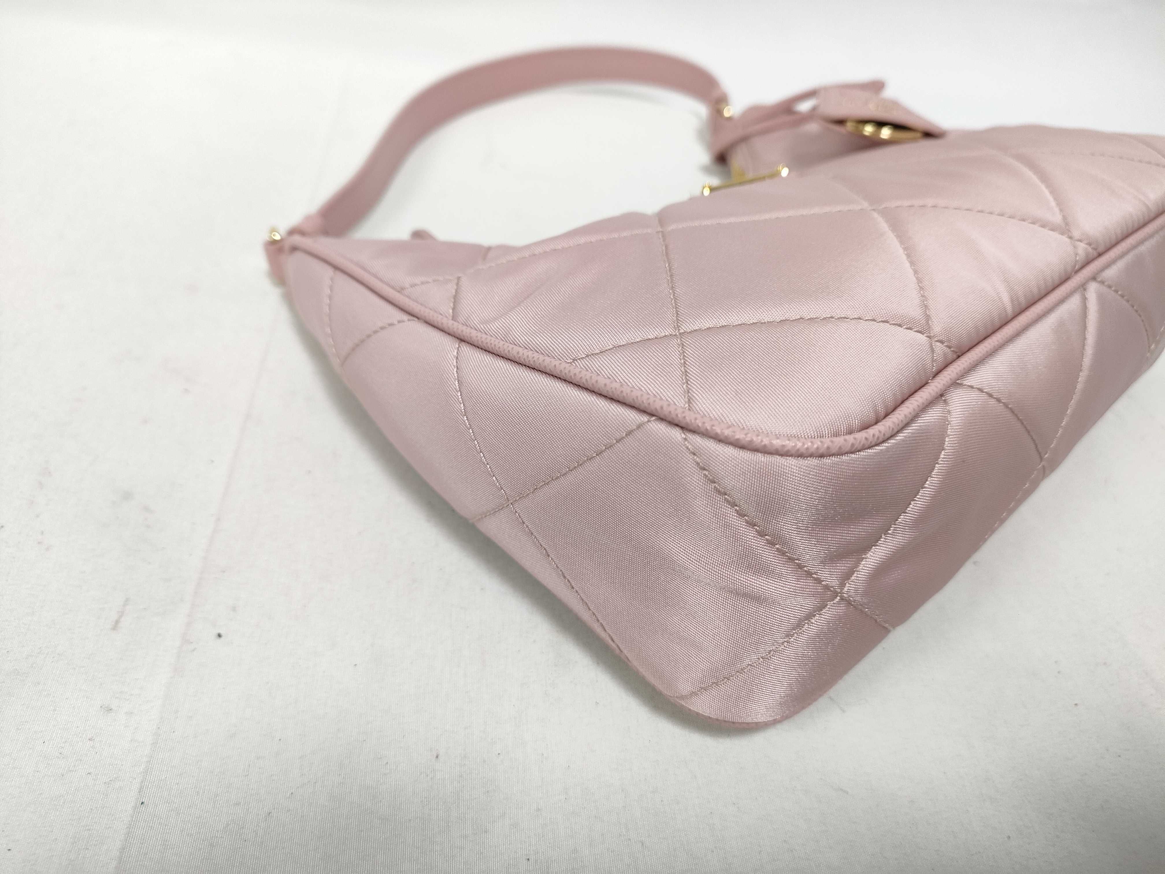 Tessuto Quilted Re-Nylon Shoulder Bag, Pink, with Dust Bag and Clochette. — view 5
