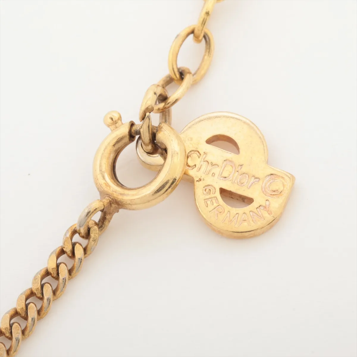 CD logo necklace, GP gold. Shows signs of wear, — view 4