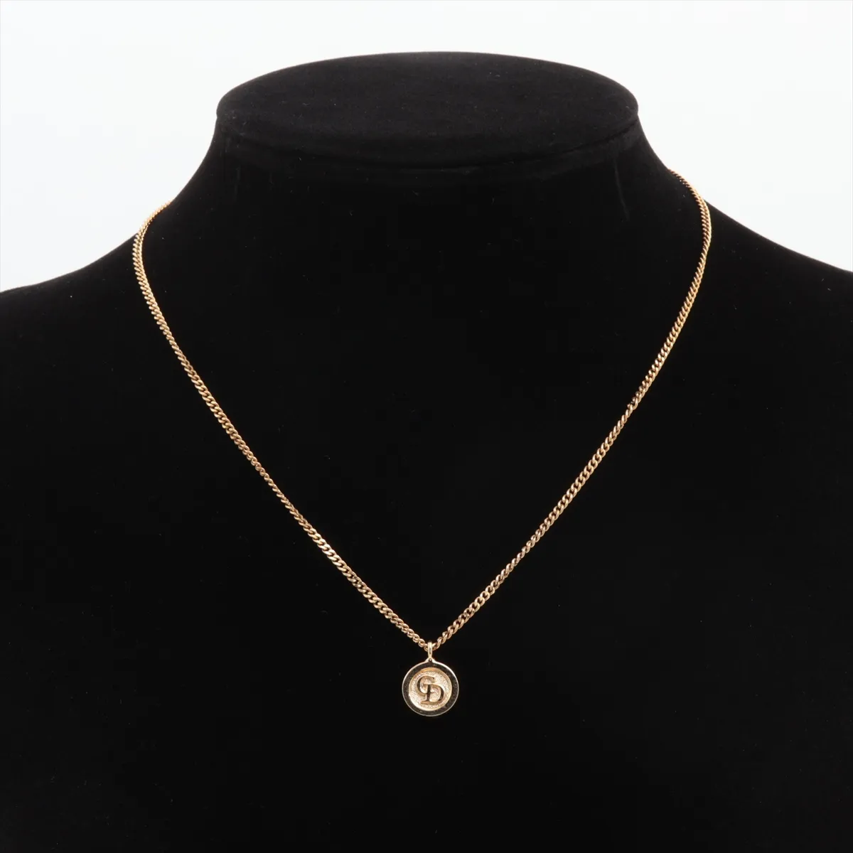 CD logo necklace, GP gold. Shows signs of wear, — view 5