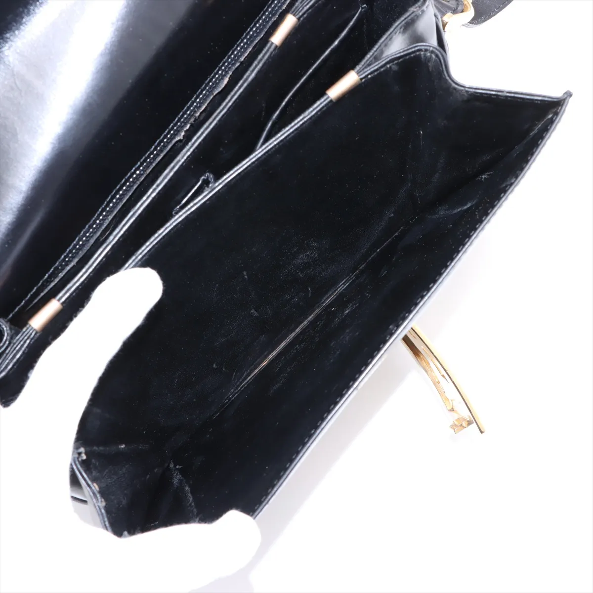 Carriage Metal Leather Shoulder Bag Black — view 9