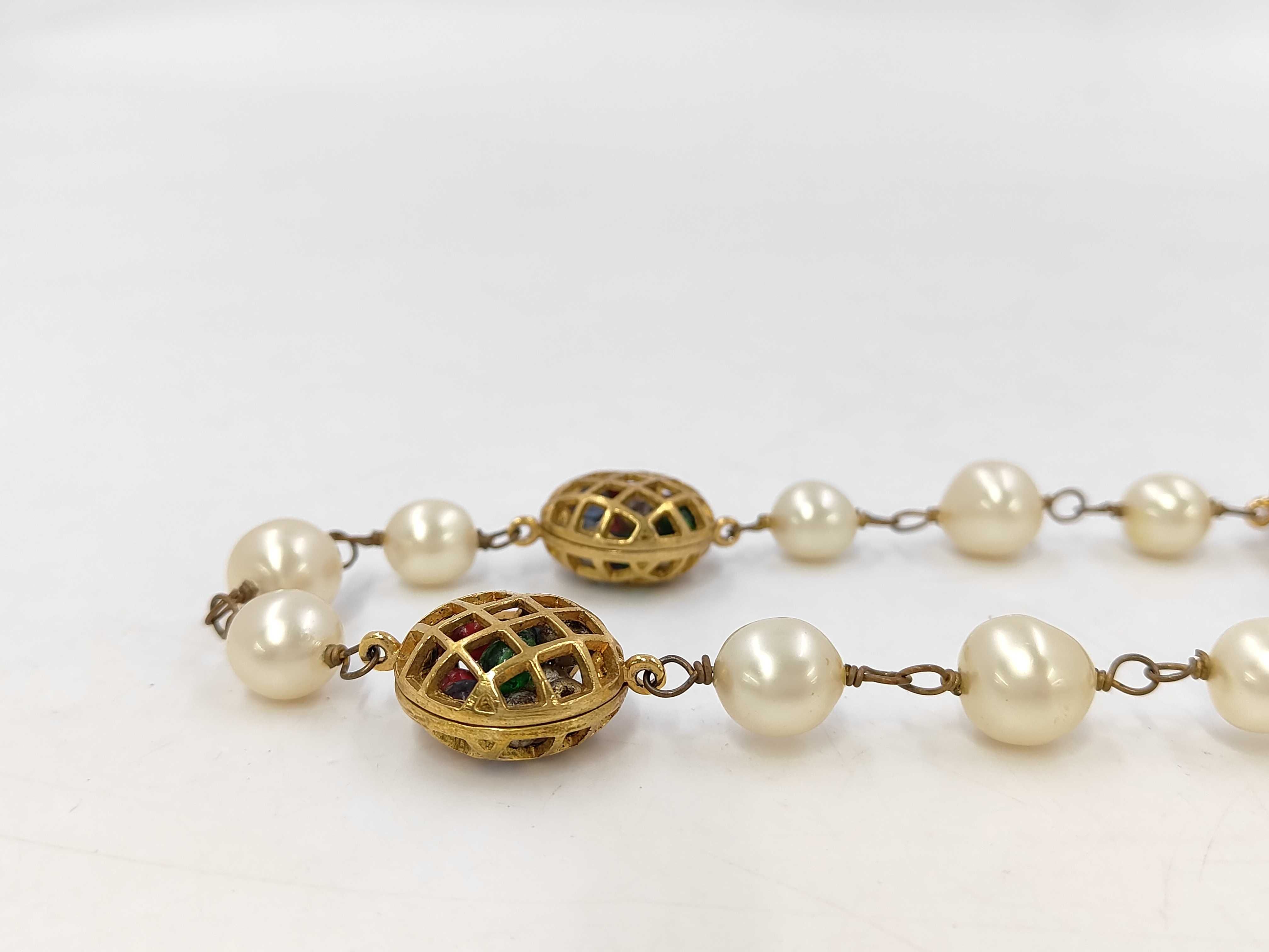 Matelassé Basket Gripoix Pearl Necklace Vintage Necklace — view 3