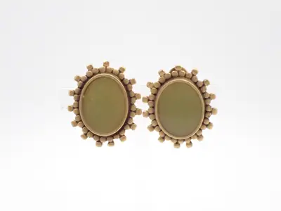 Vintage Cabochon Lime Green Gold Earrings by Yves Saint Laurent