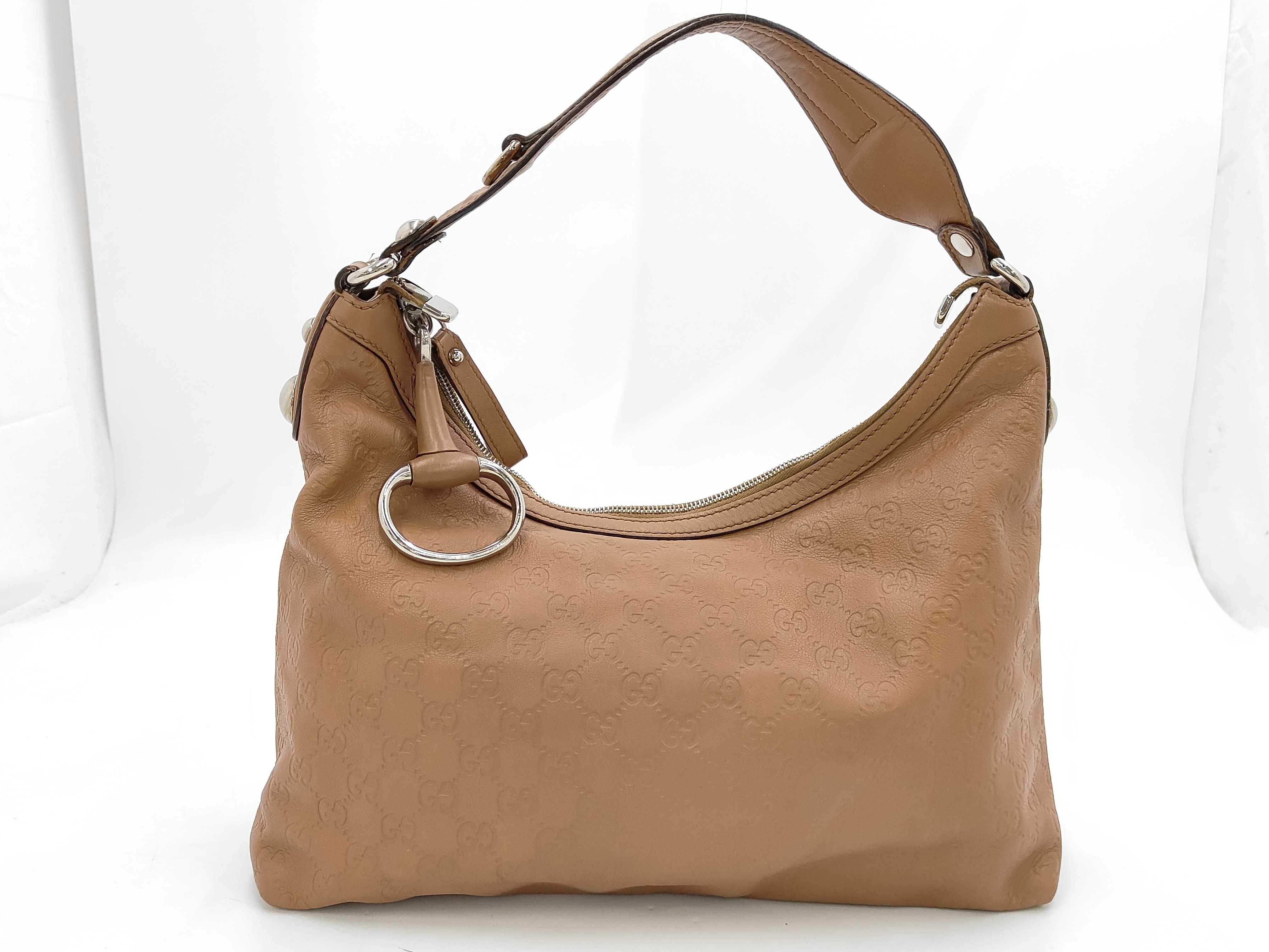 Horsebit Shoulder Bag Handbag GG Shima Leather Bag