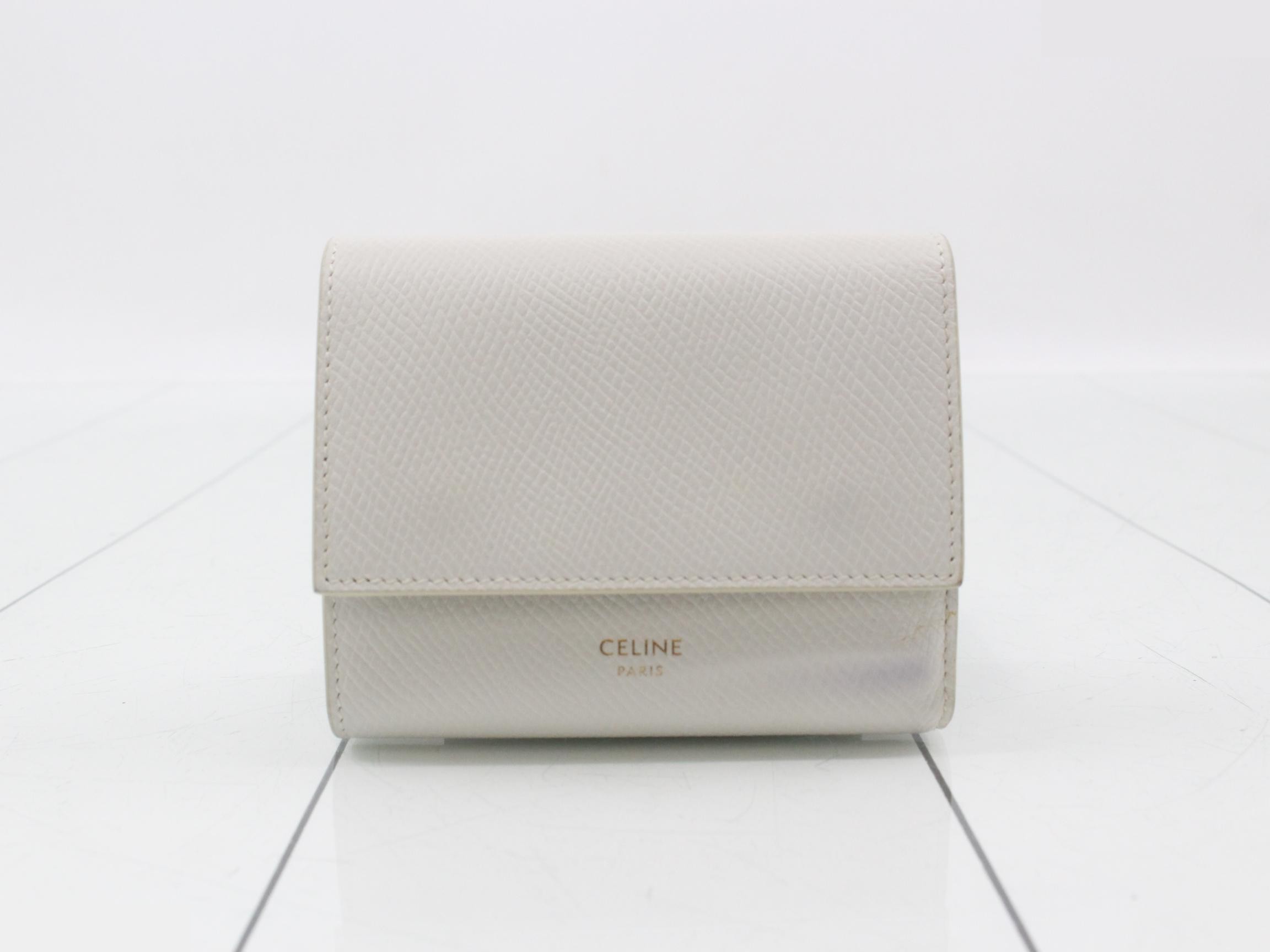 Tri-fold wallet, white, leather