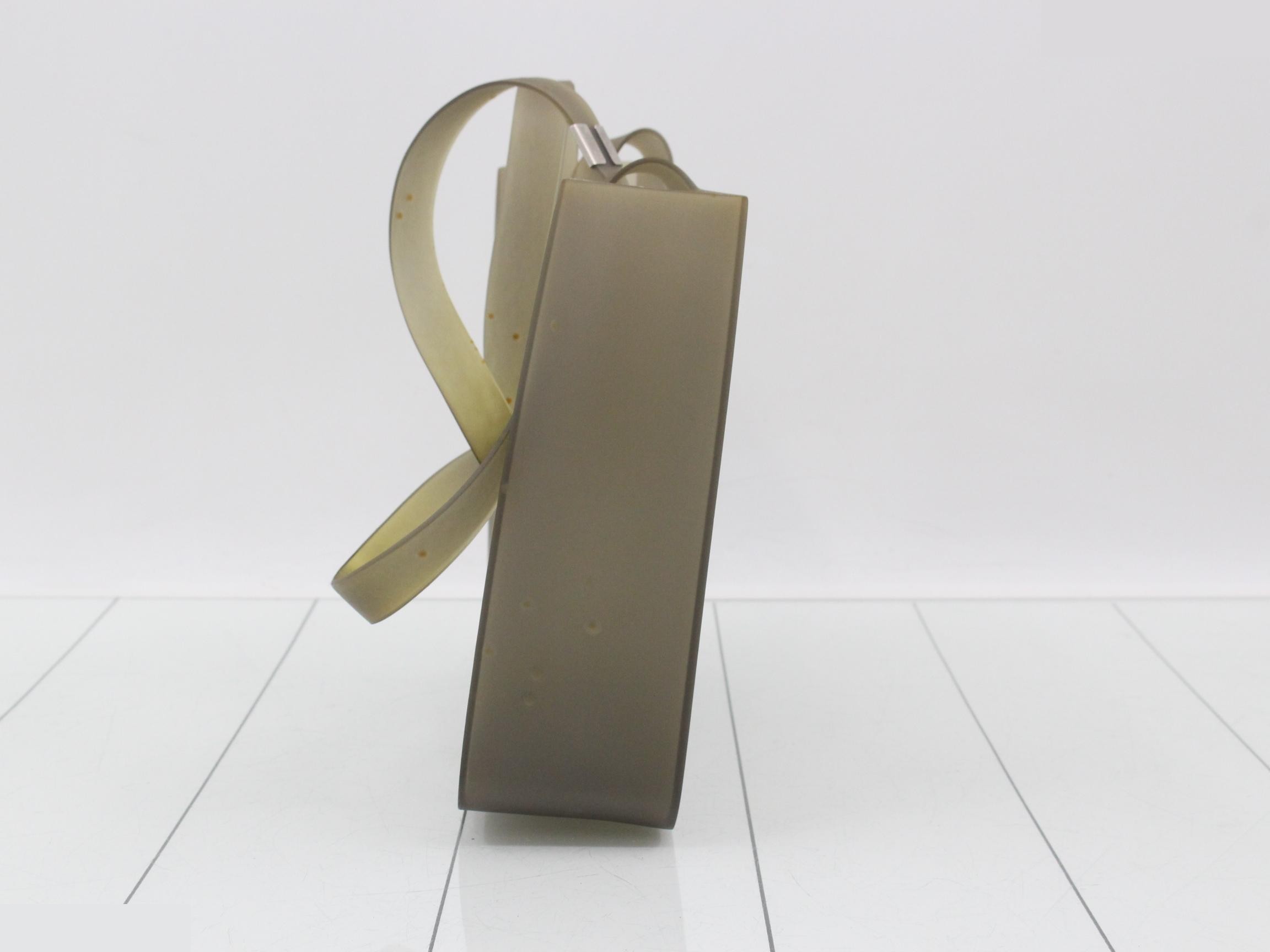 Tote bag, rubber, gray, silver hardware — view 3