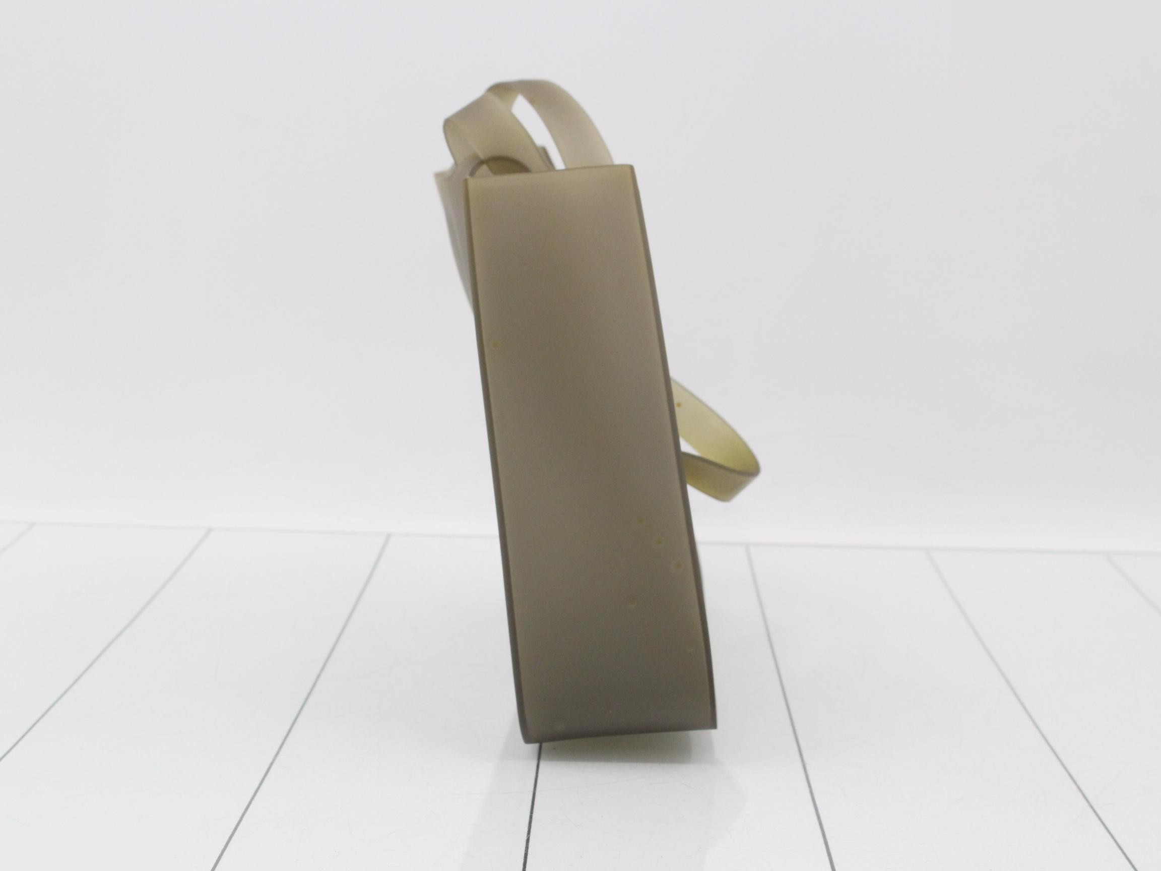 Tote bag, rubber, gray, silver hardware — view 4