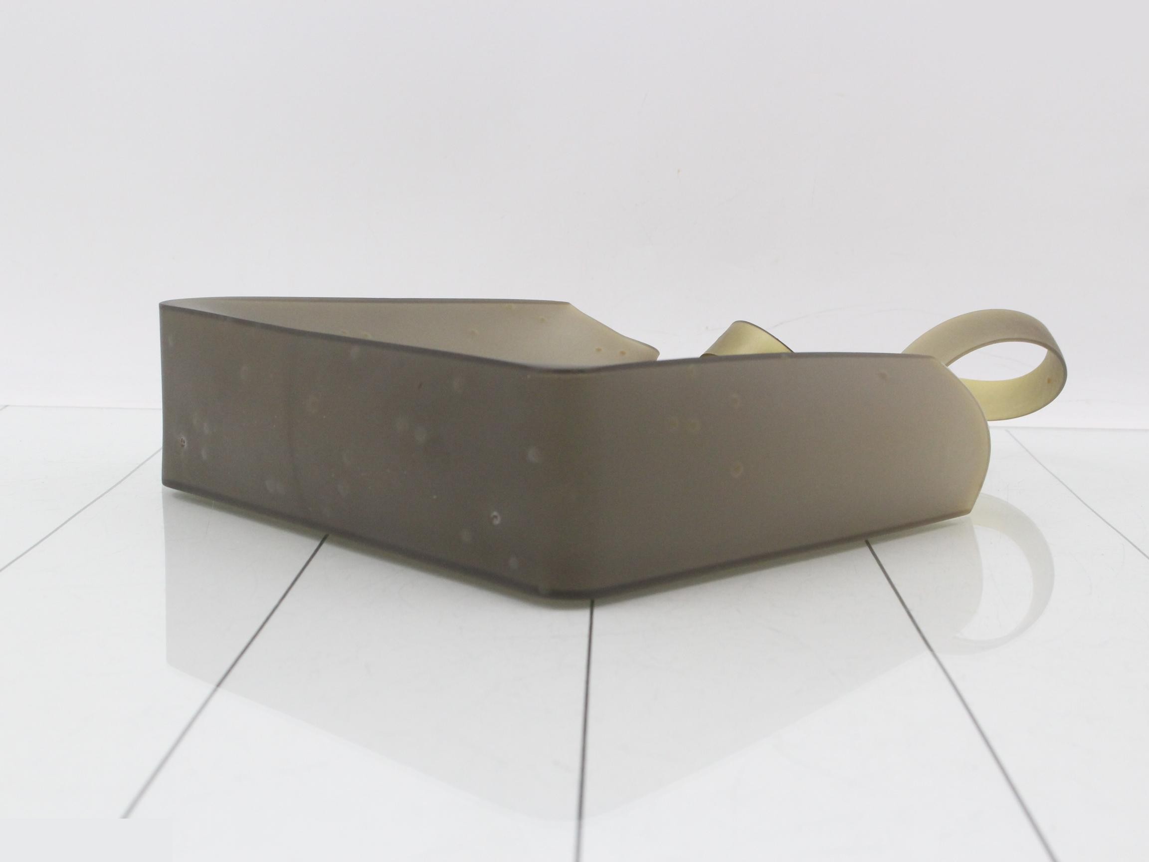 Tote bag, rubber, gray, silver hardware — view 6