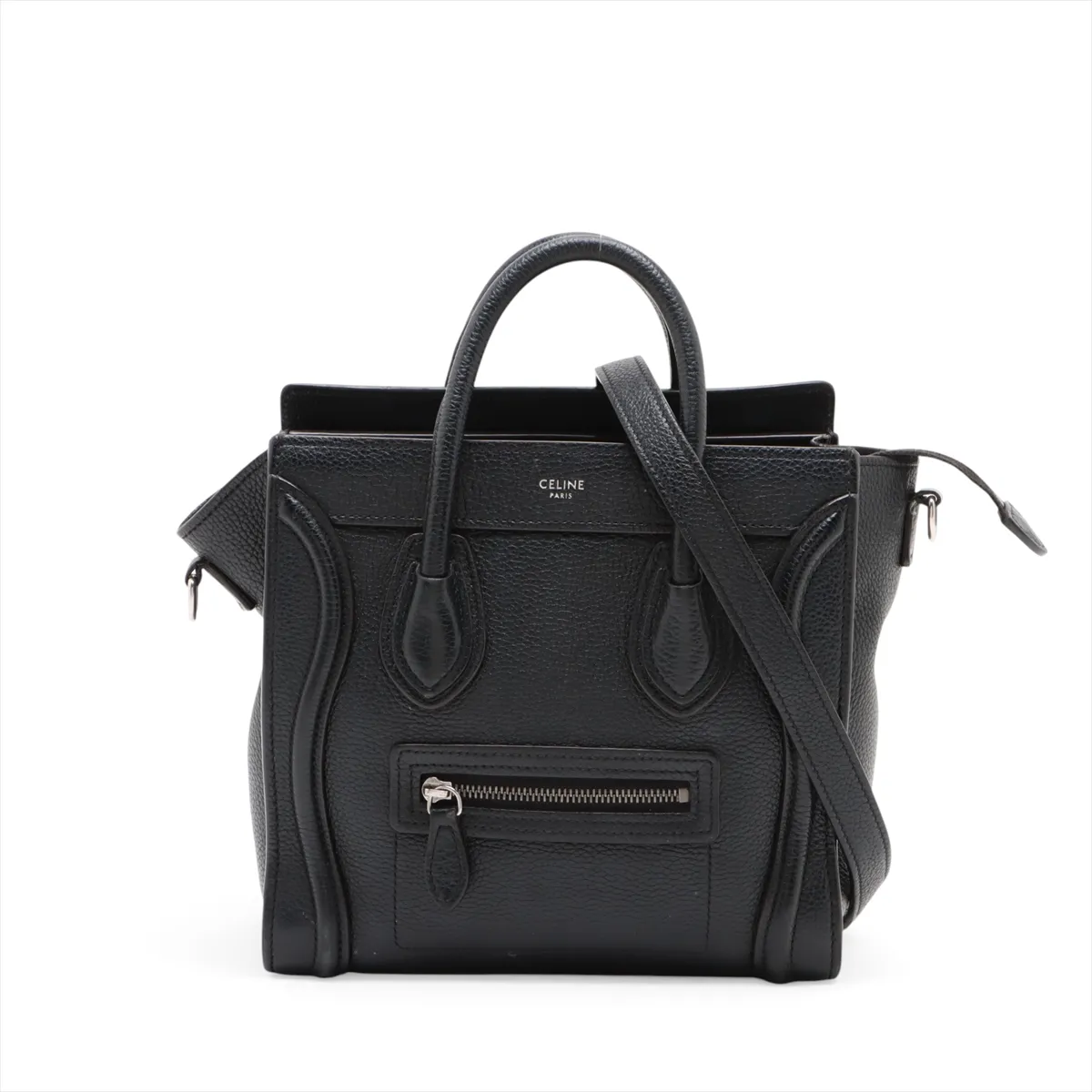 Luggage Nano Shopper Leather 2-Way Handbag, Black