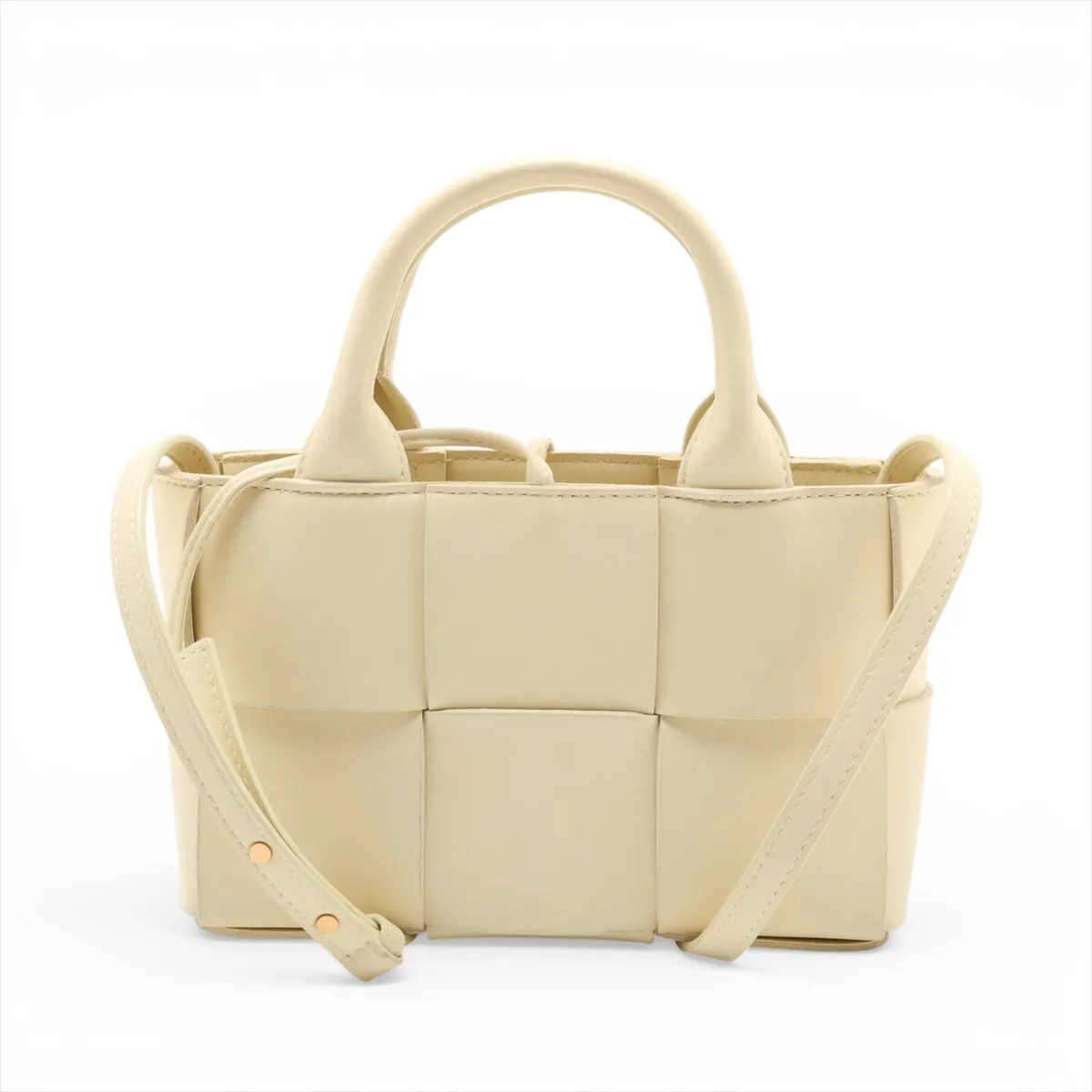 Maxi Intrecciato Candy Arco Tote Leather 2-Way Handbag, Yellow