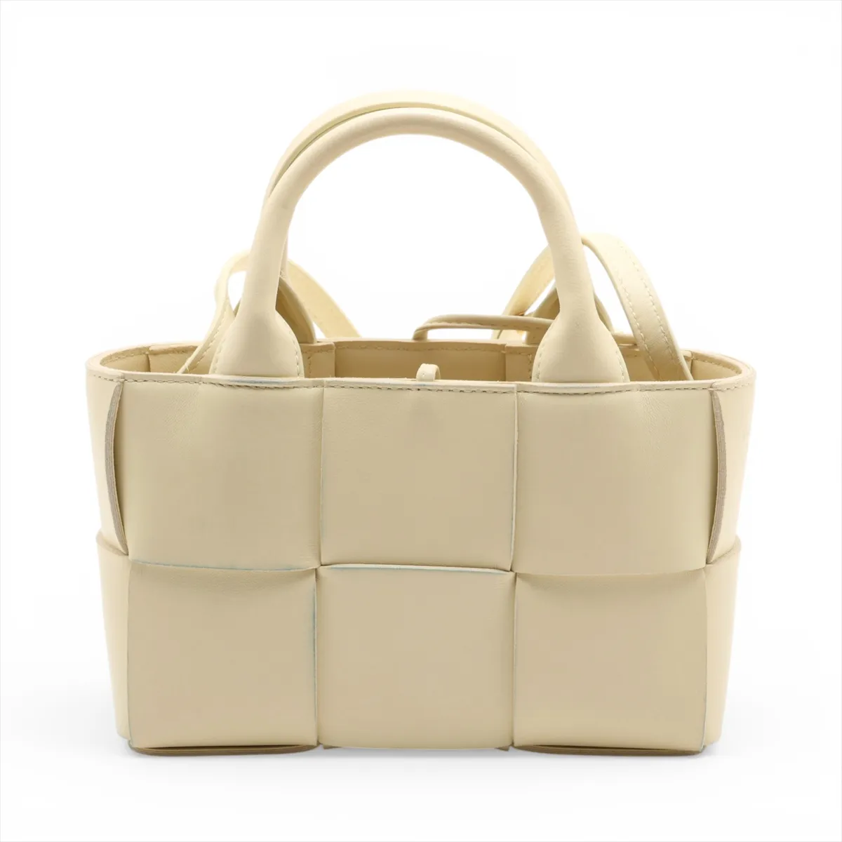 Maxi Intrecciato Candy Arco Tote Leather 2-Way Handbag, Yellow — view 2