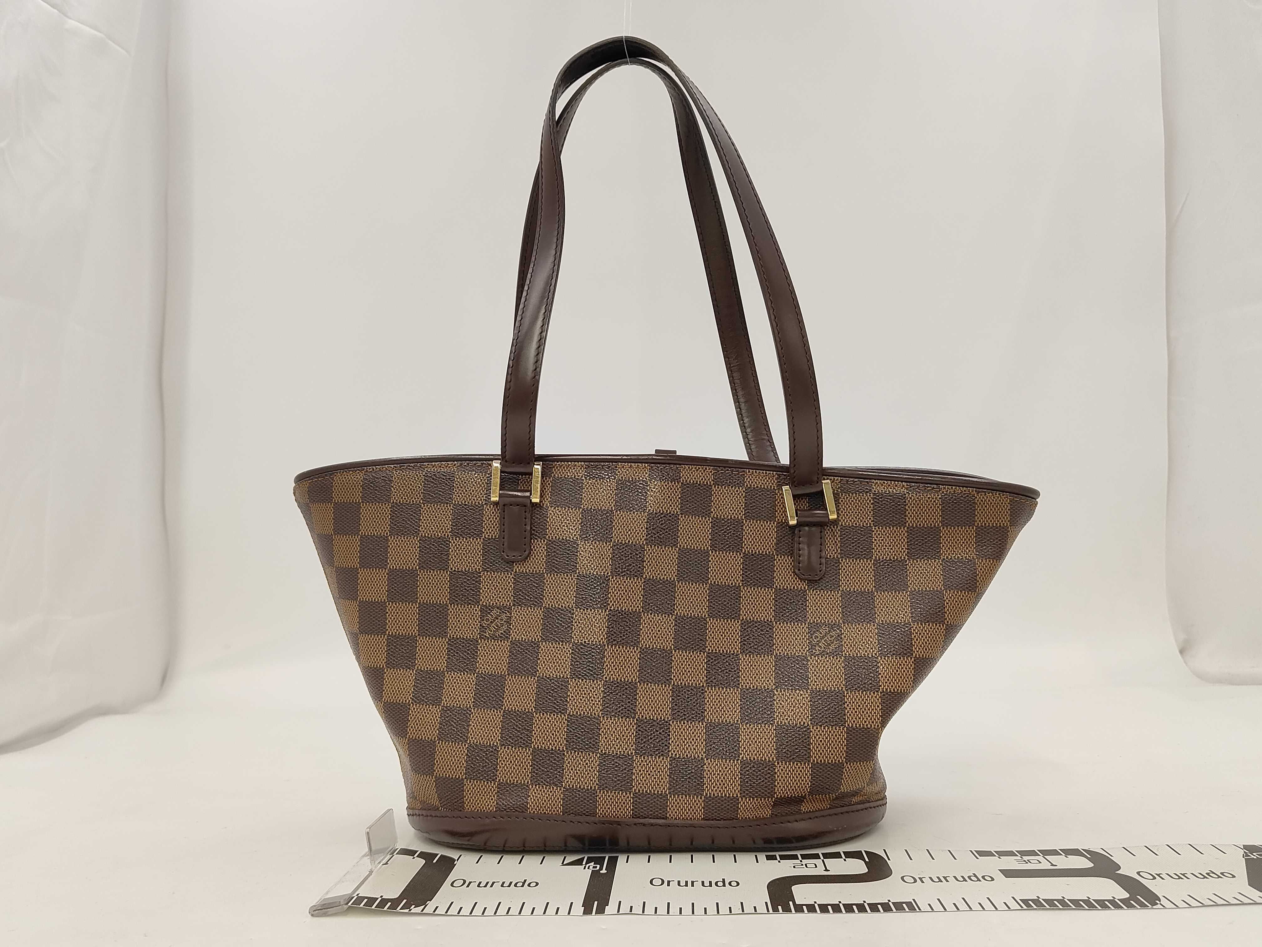 Damier Tote Bag, Brown with Red Interior — view 2