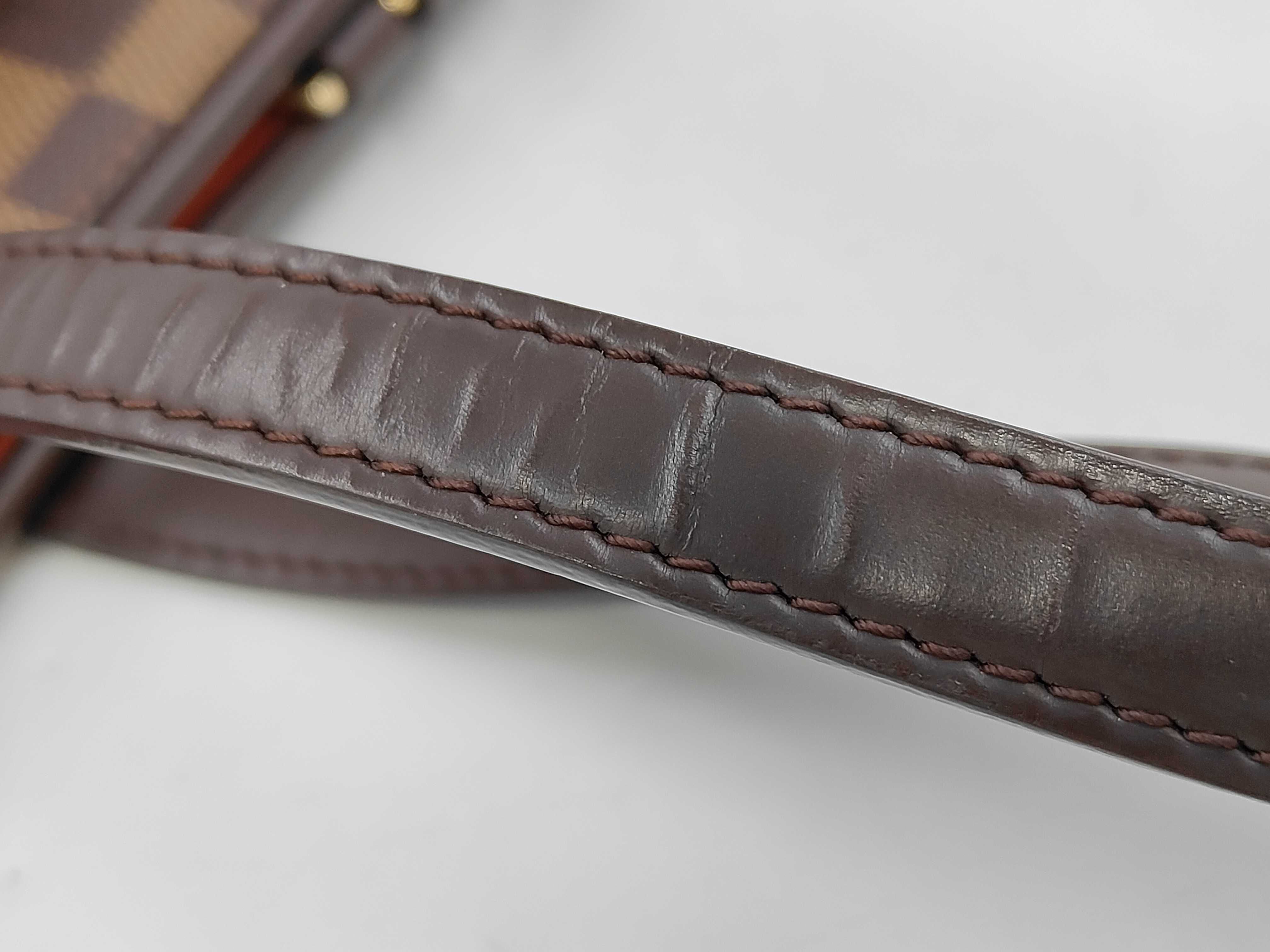 Damier Tote Bag, Brown with Red Interior — view 4