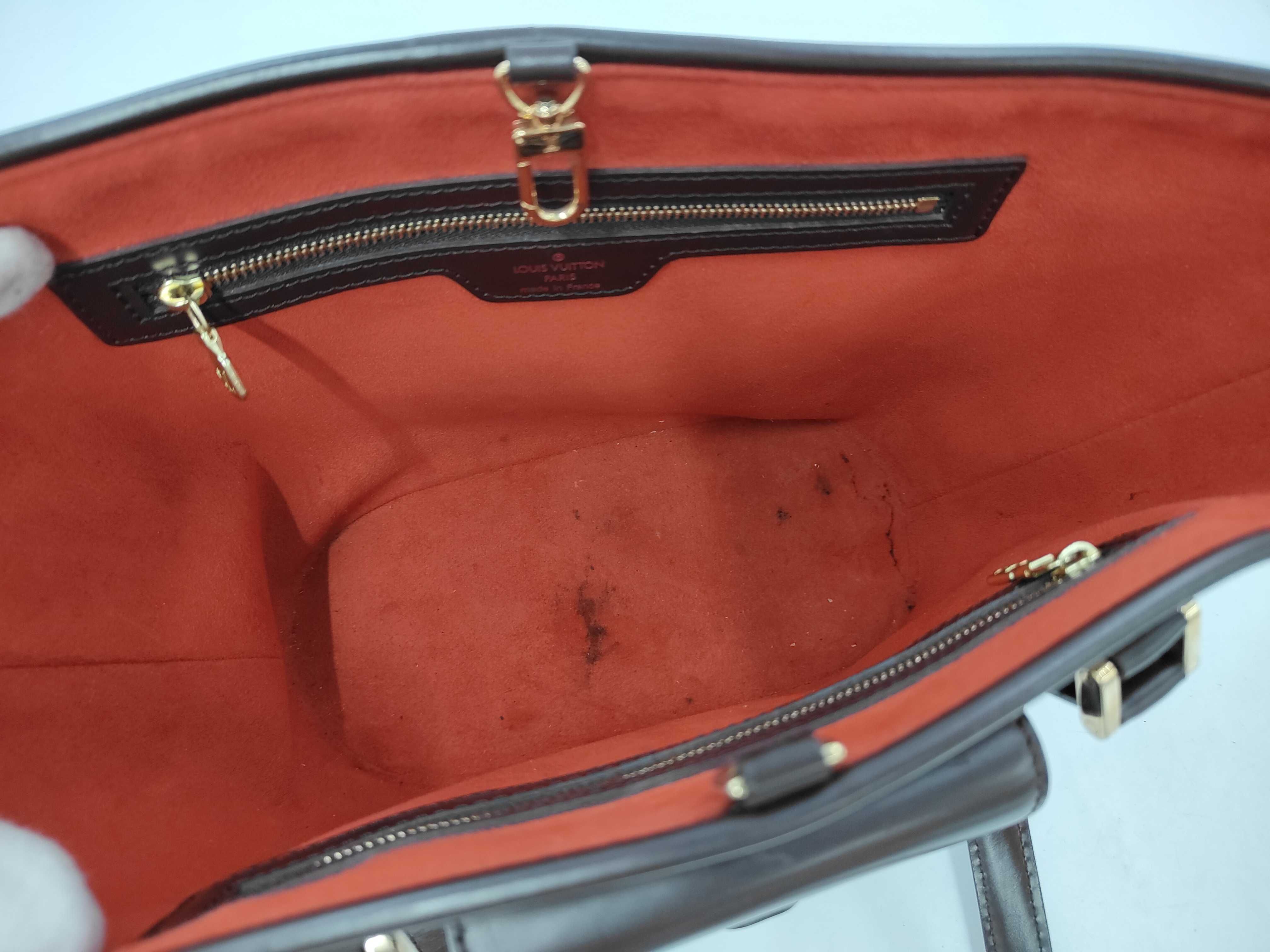 Damier Tote Bag, Brown with Red Interior — view 8