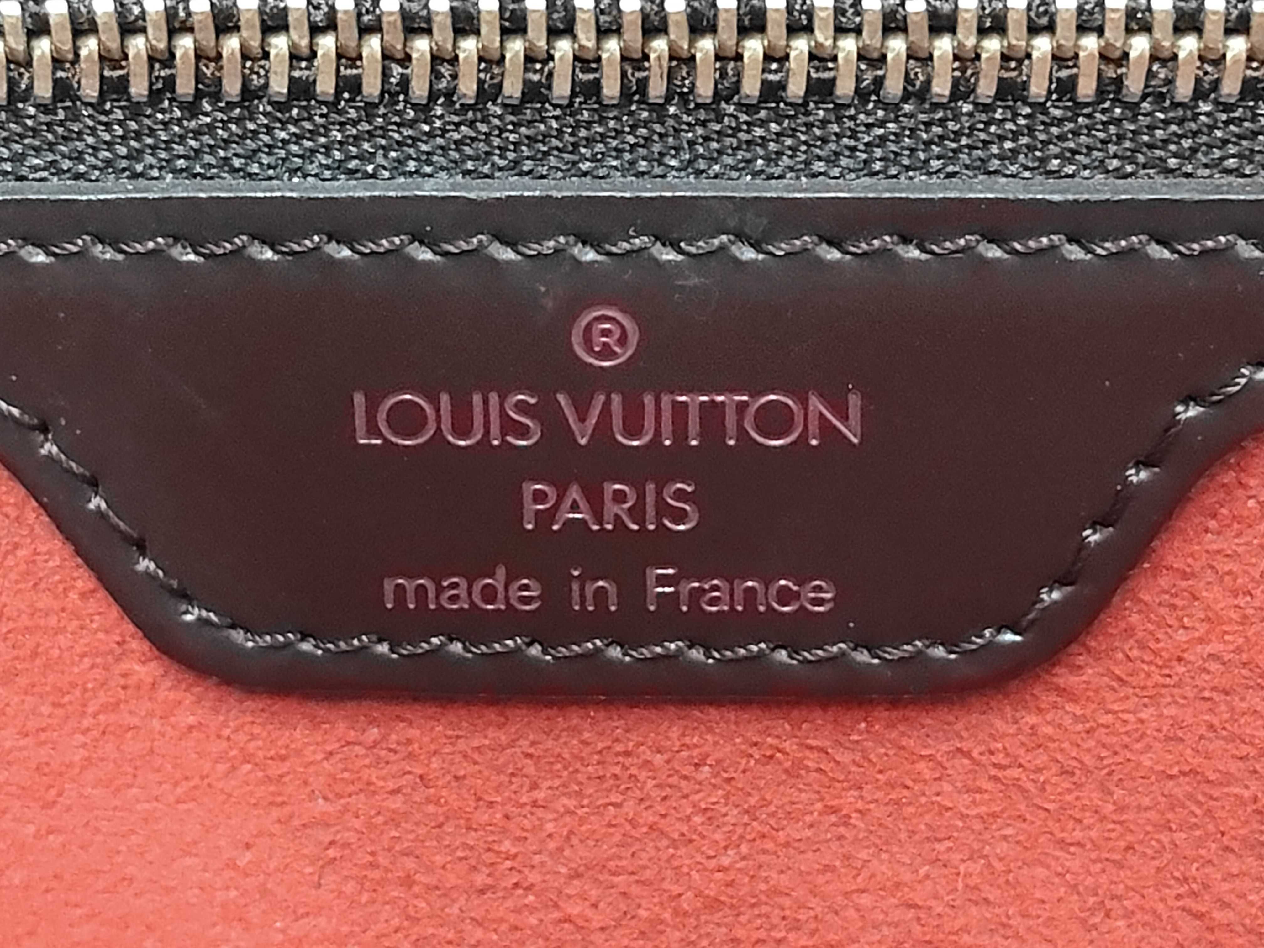 Damier Tote Bag, Brown with Red Interior — view 9