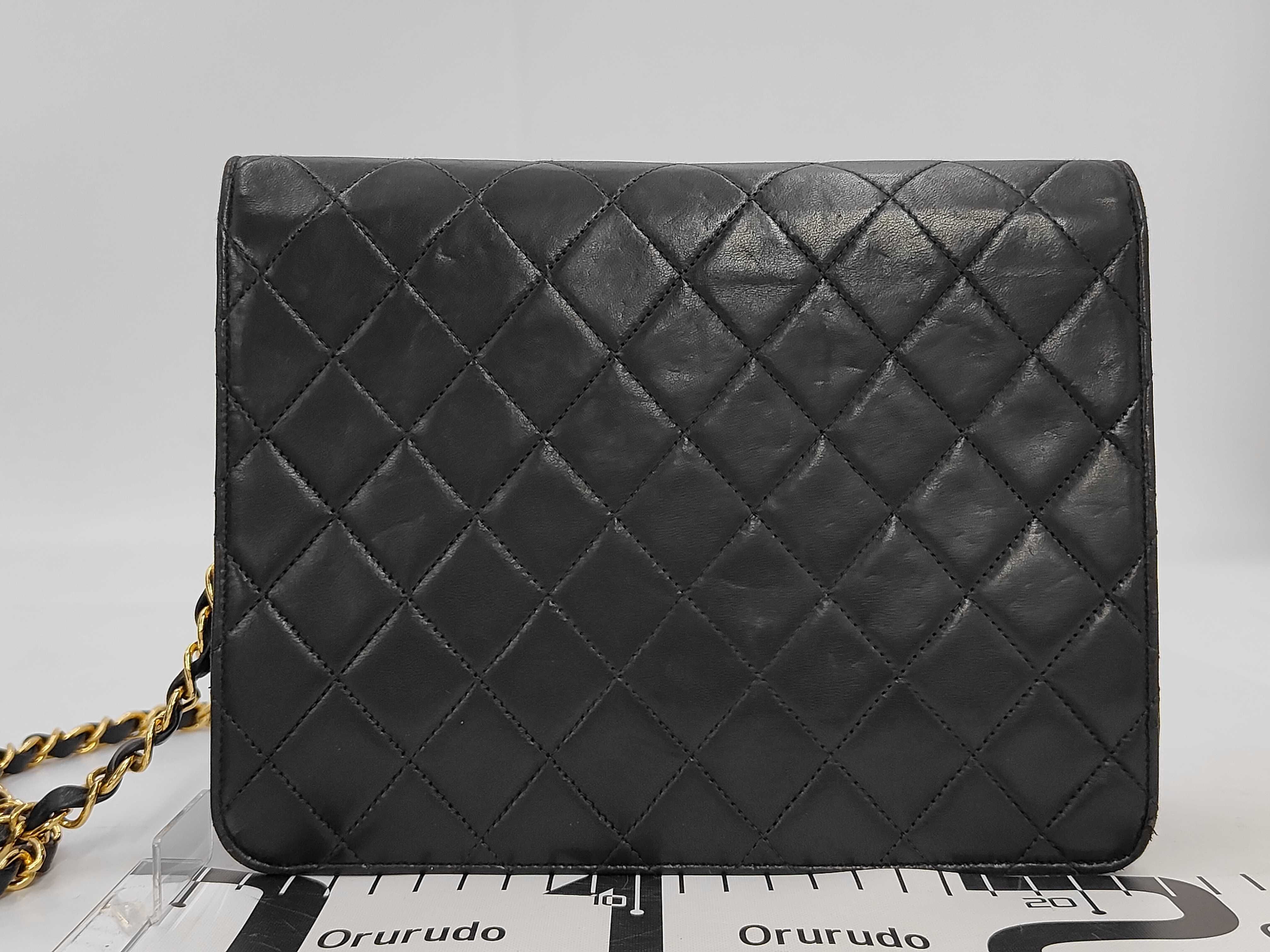 Lambskin Matelassé Push-Lock Shoulder Bag, Black, with Authenticity Card and Seal, Chain, and Box. — view 2