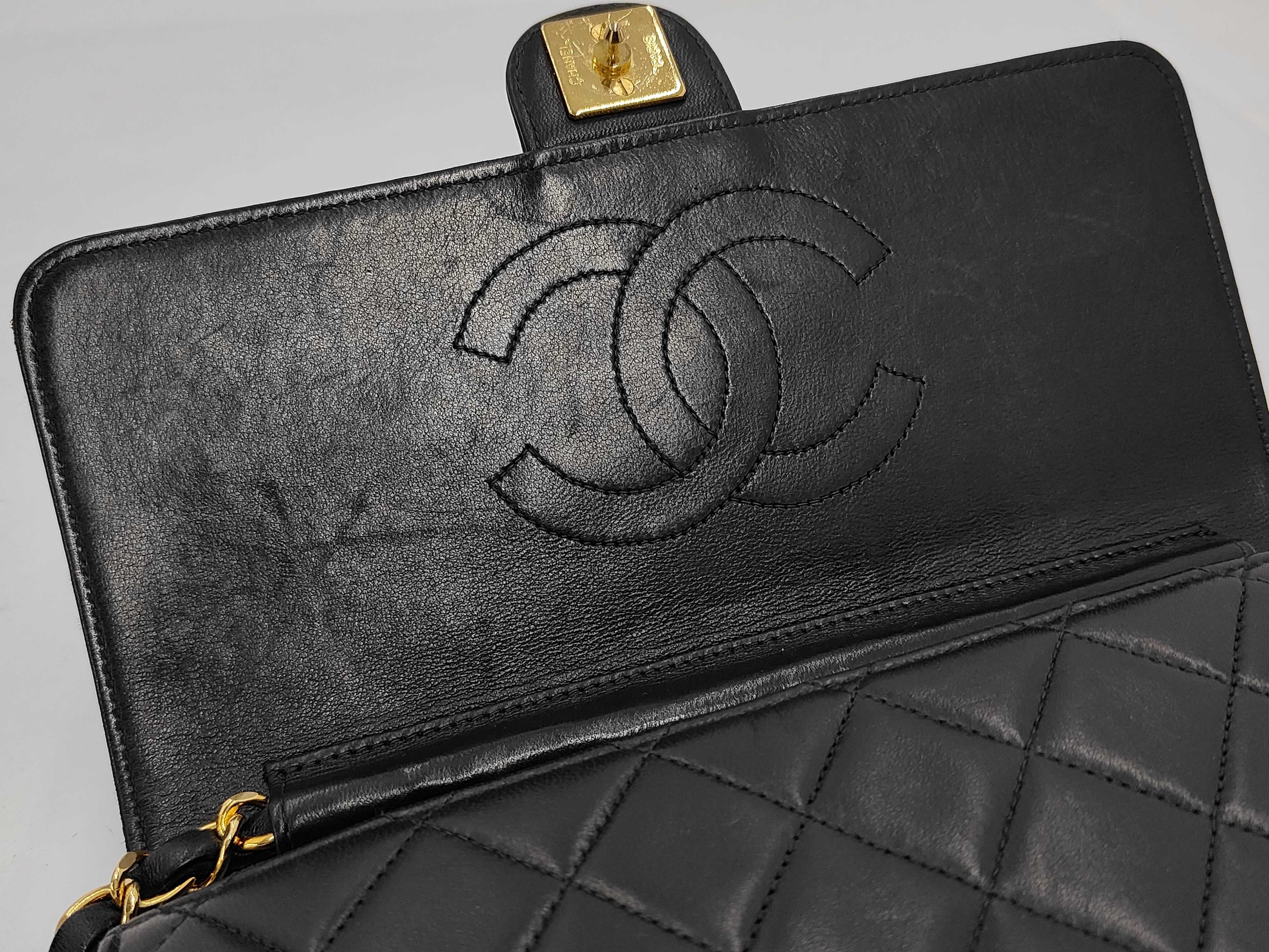 Lambskin Matelassé Push-Lock Shoulder Bag, Black, with Authenticity Card and Seal, Chain, and Box. — view 11