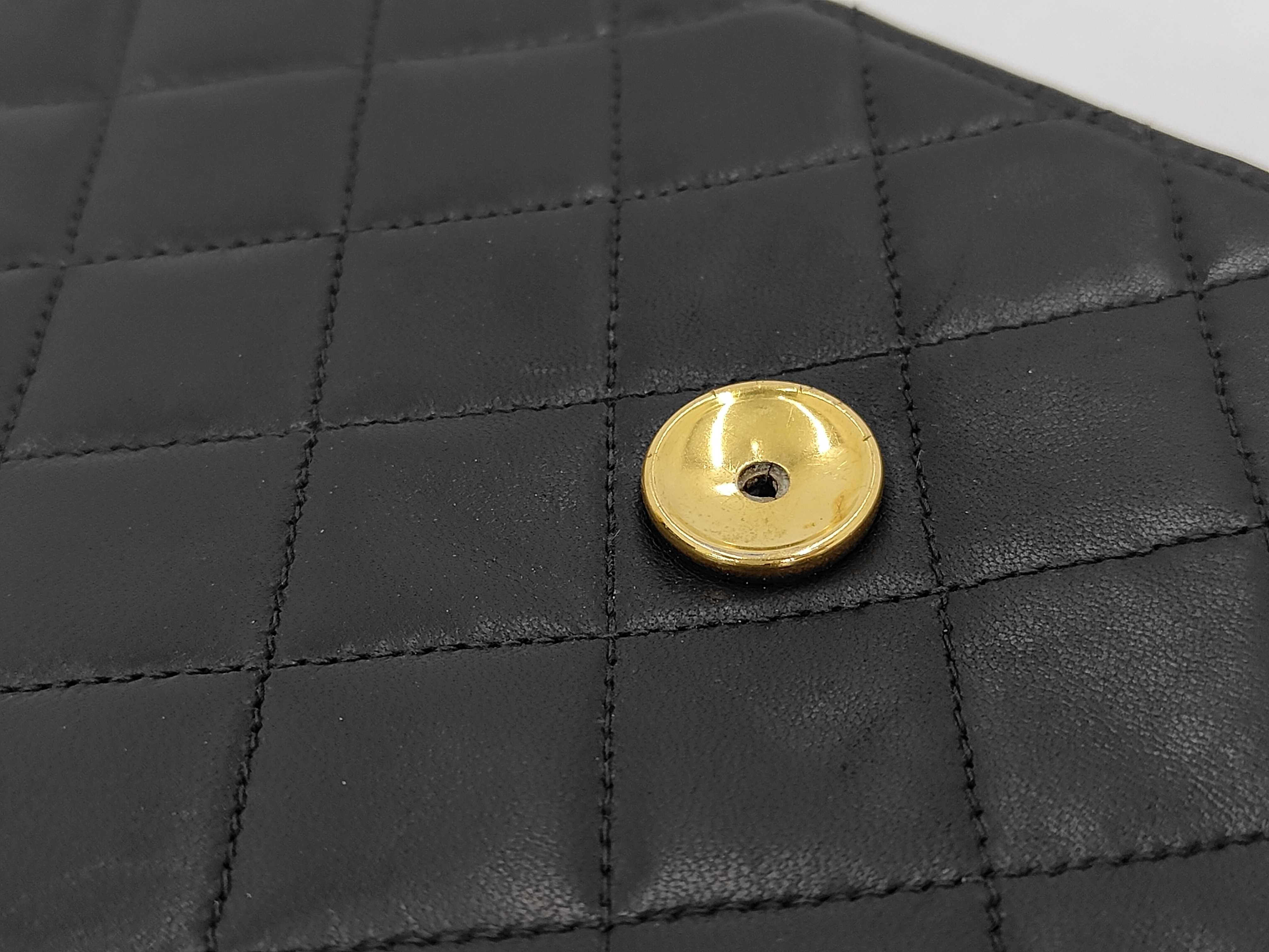 Lambskin Matelassé Push-Lock Shoulder Bag, Black, with Authenticity Card and Seal, Chain, and Box. — view 12