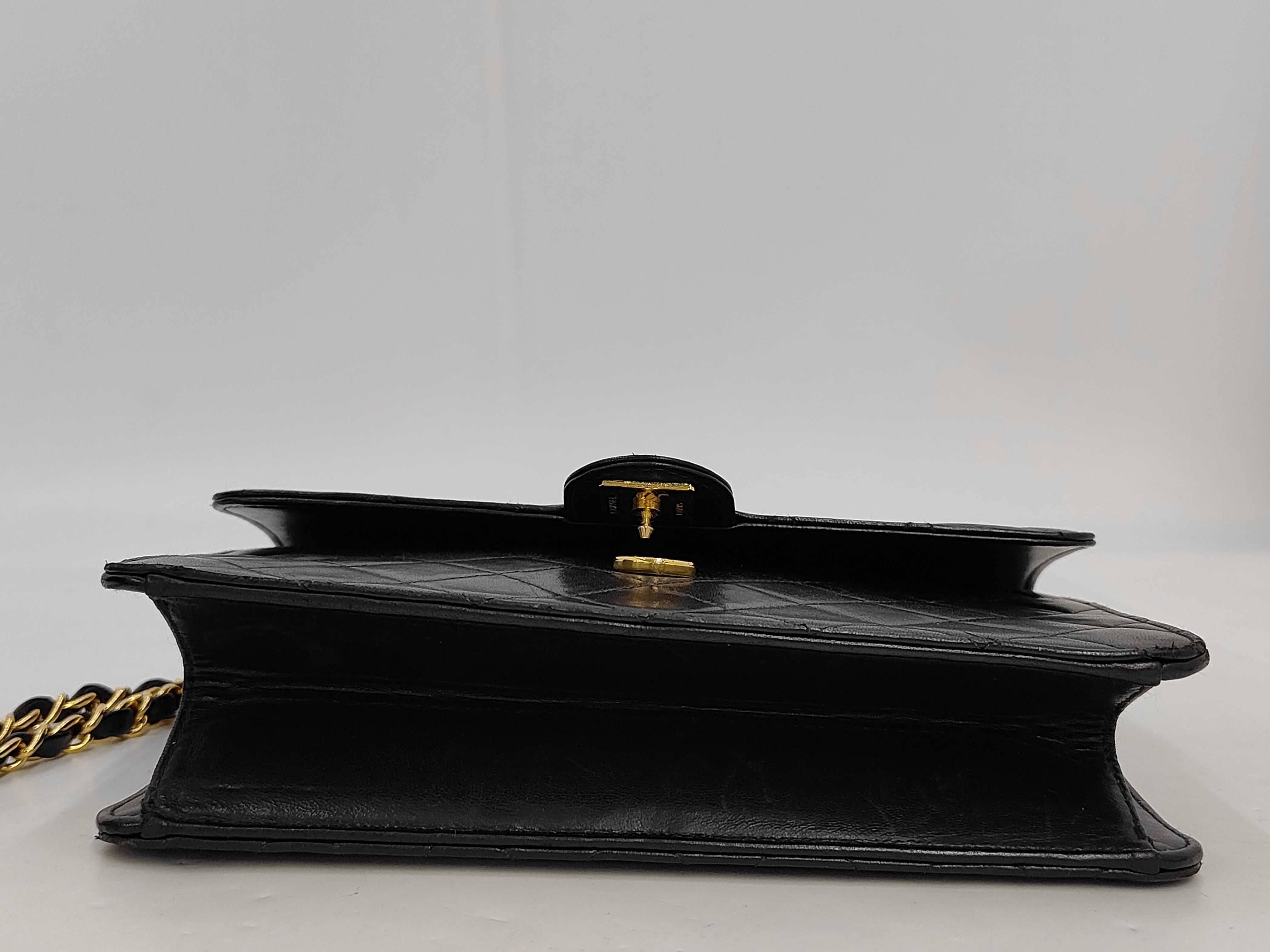 Lambskin Matelassé Push-Lock Shoulder Bag, Black, with Authenticity Card and Seal, Chain, and Box. — view 4