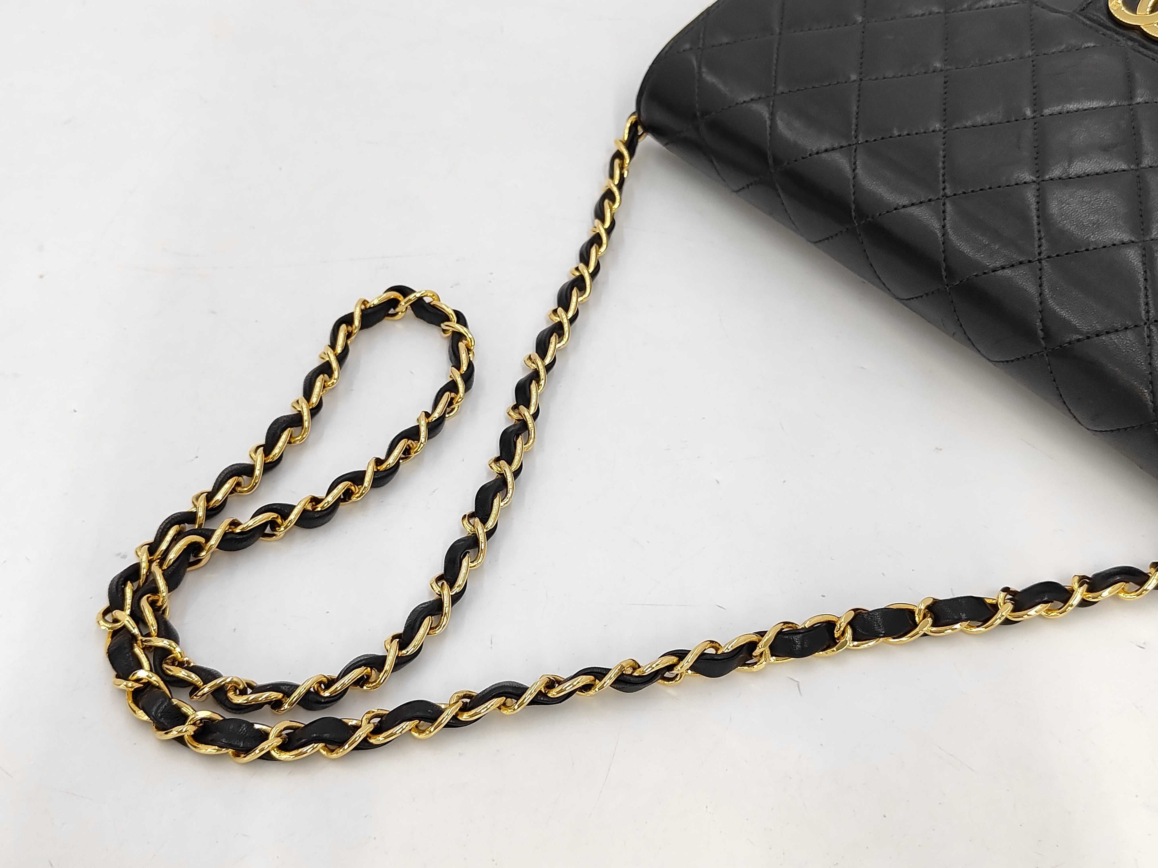 Lambskin Matelassé Push-Lock Shoulder Bag, Black, with Authenticity Card and Seal, Chain, and Box. — view 5