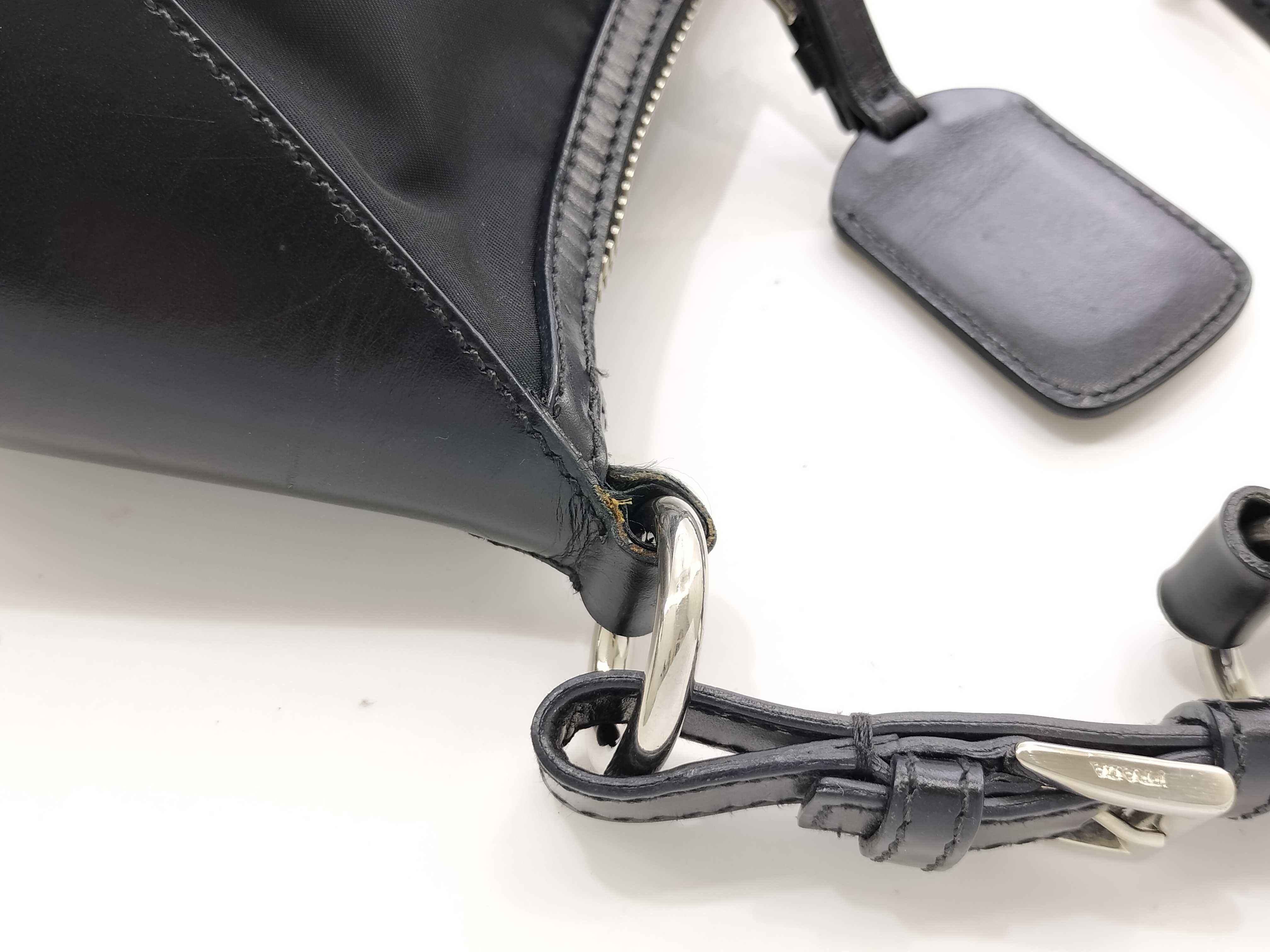 Nylon Prada Handbag Triangle Logo Black Bag Shoulder Bag — view 6