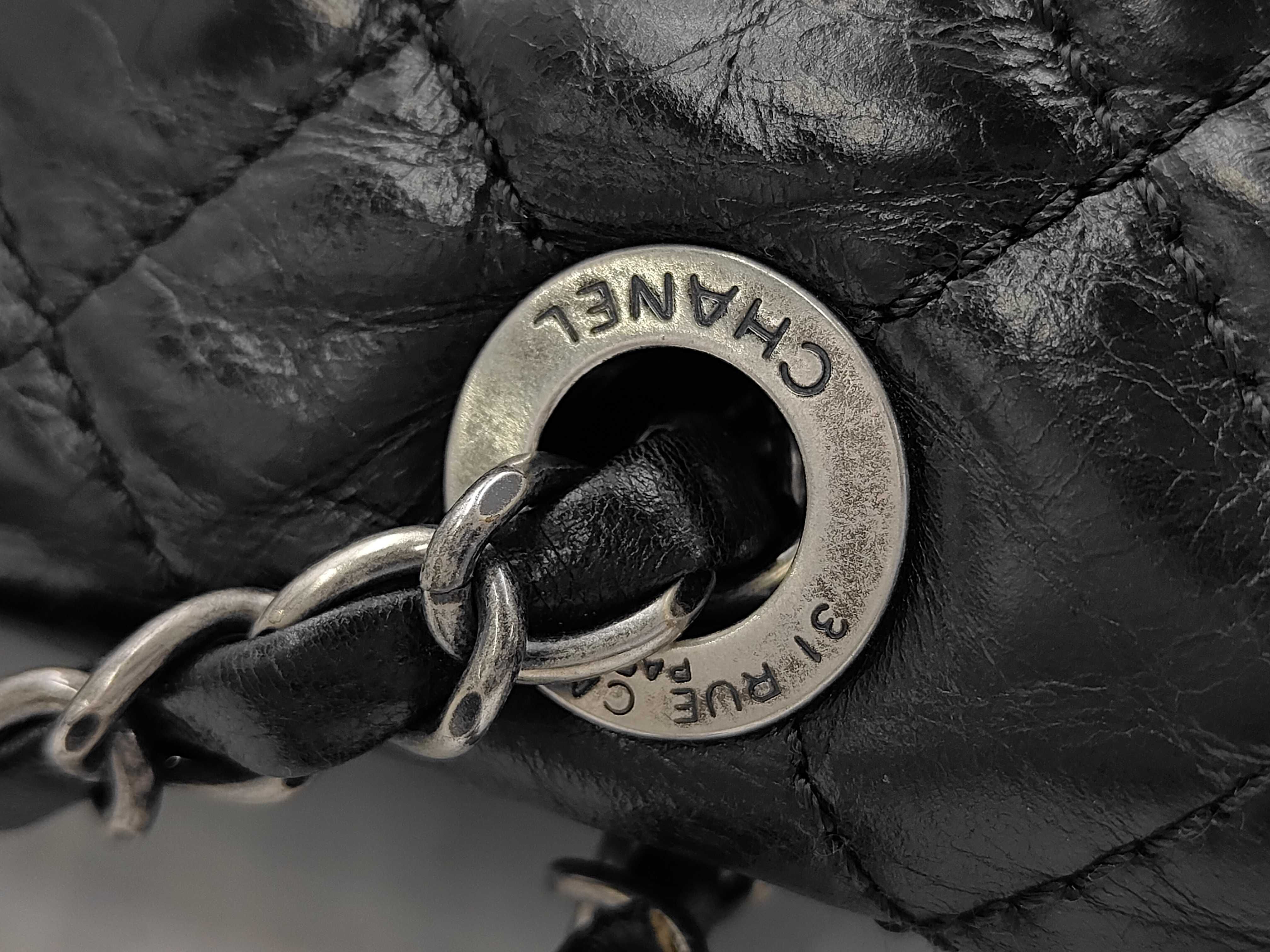 Matelassé Vintage Calfskin Chain Backpack, Black with Gunmetal Hardware, Serial Number — view 14