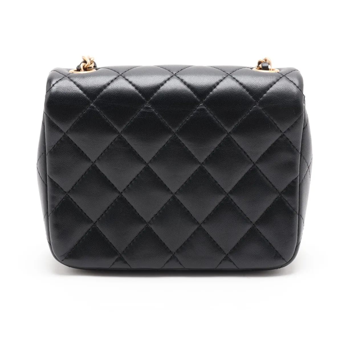 Matelassé Lambskin Single Flap Single Chain Bag, Black with Gold Hardware, LG11K9K7, Random Plate, AS2599 — view 2