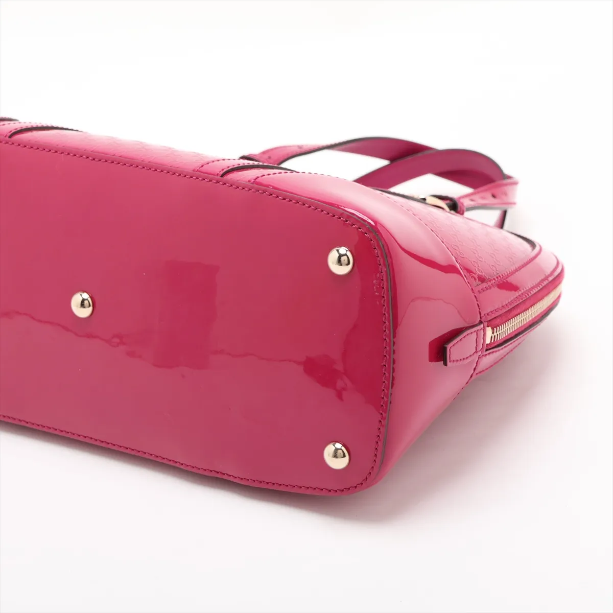 Microguccissima Patent Leather 2-Way Handbag, Pink, 309617 — view 3