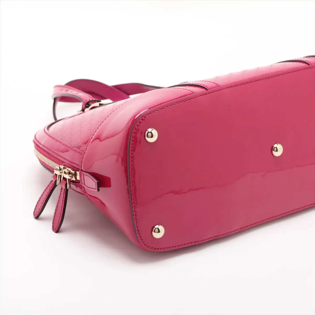 Microguccissima Patent Leather 2-Way Handbag, Pink, 309617 — view 4