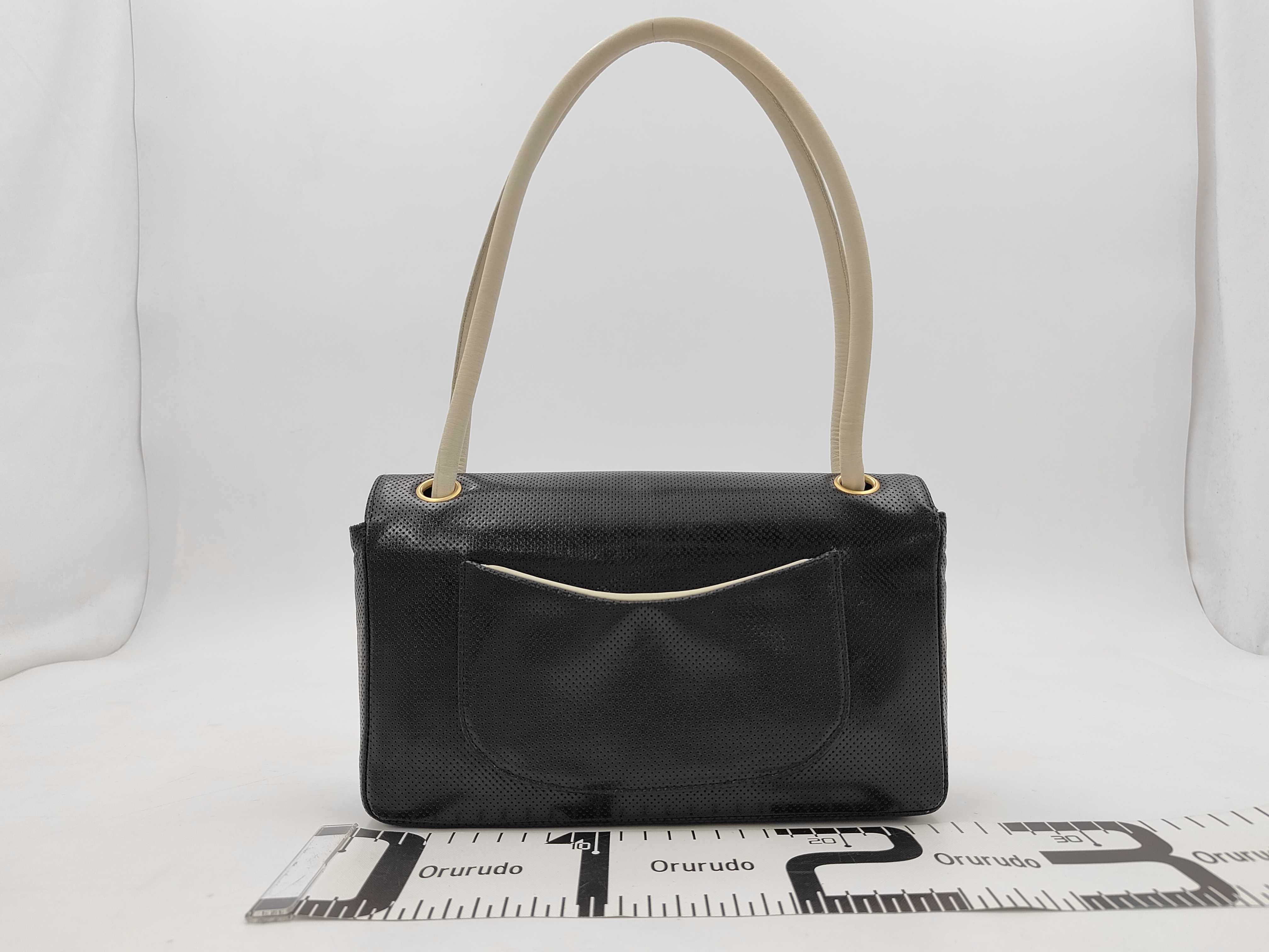 Coco Mark Perforated Shoulder Bag, Black x White, with original sticker, serial number in the 6th range. — view 2