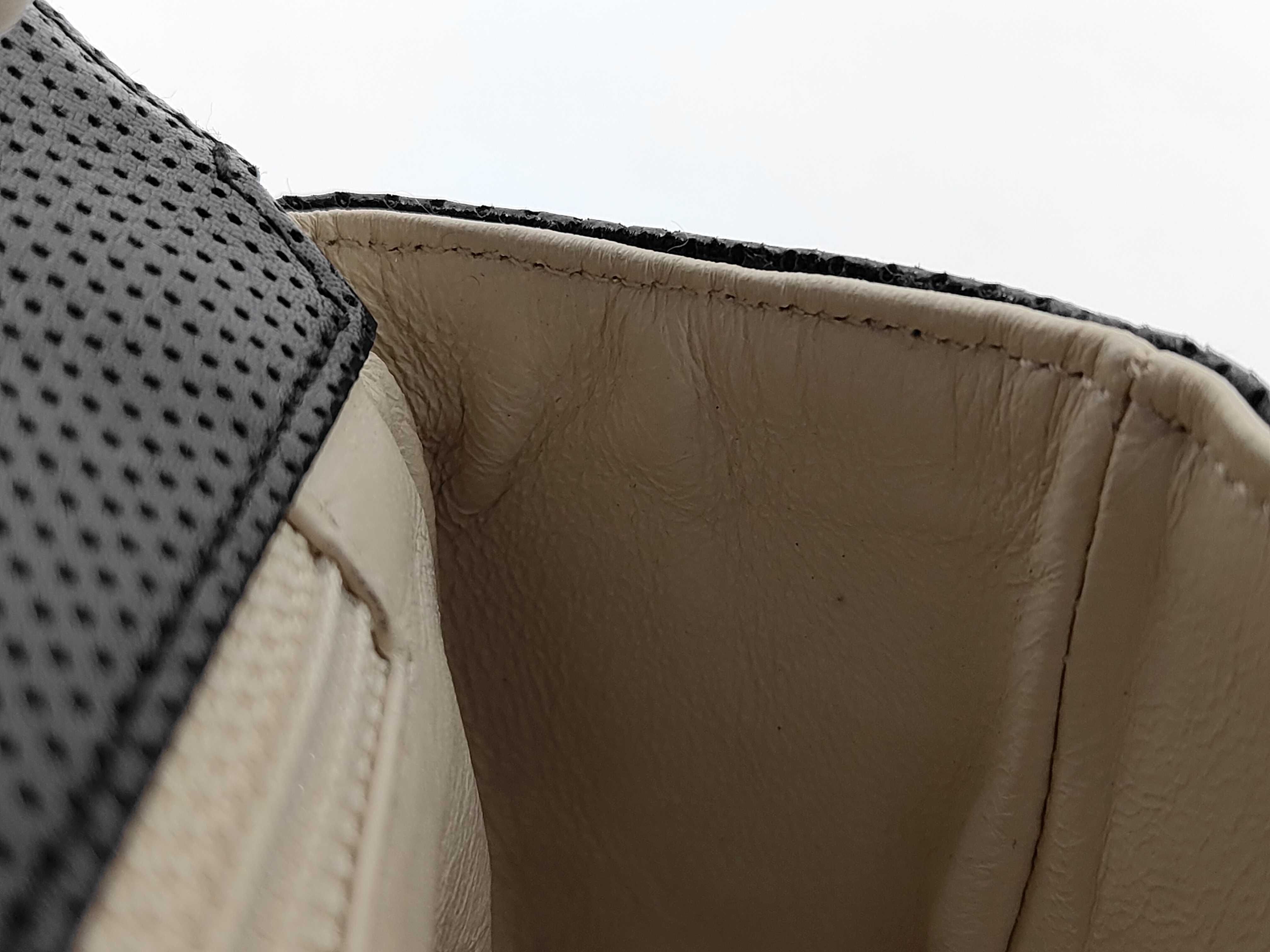 Coco Mark Perforated Shoulder Bag, Black x White, with original sticker, serial number in the 6th range. — view 11