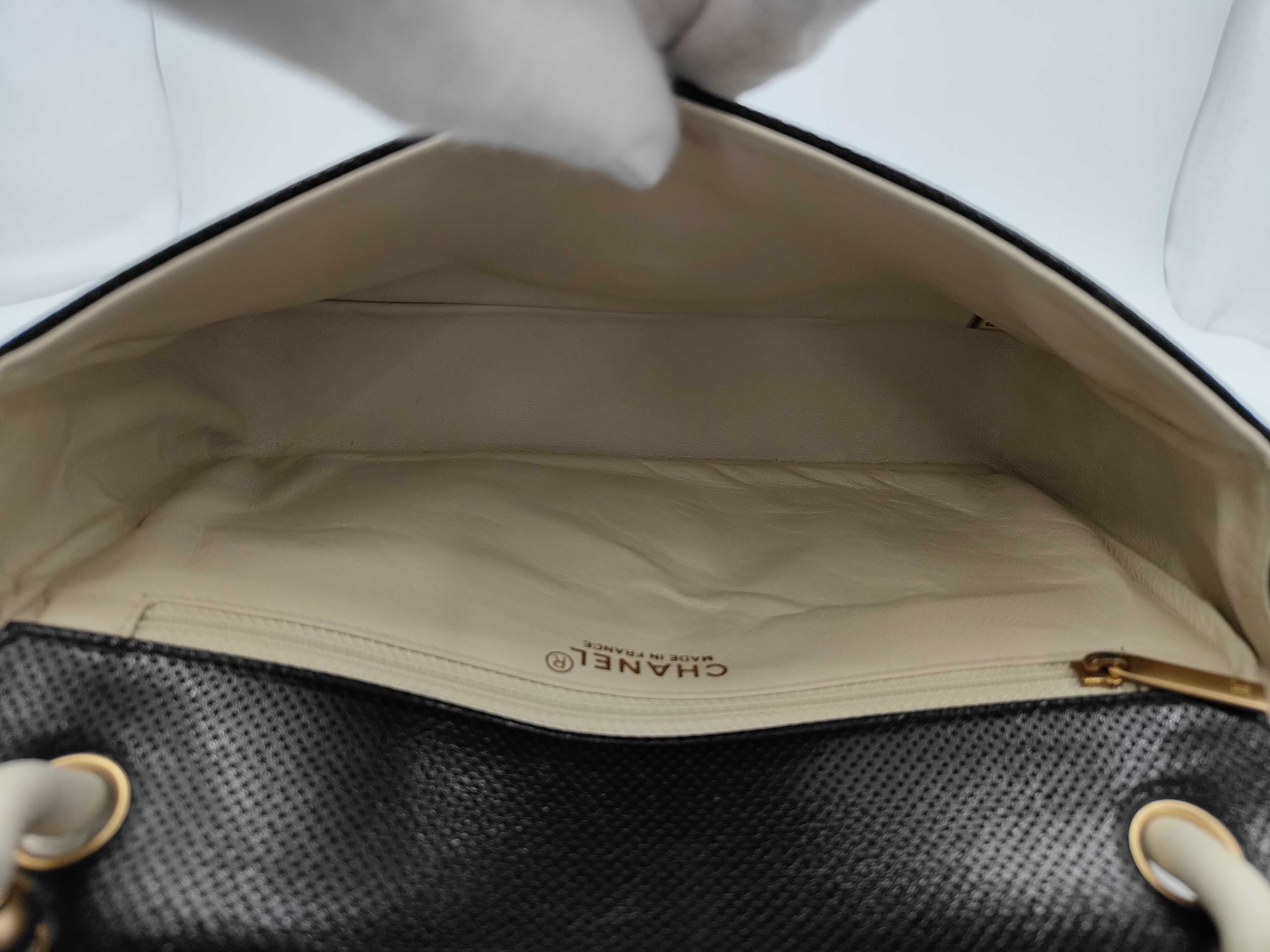 Coco Mark Perforated Shoulder Bag, Black x White, with original sticker, serial number in the 6th range. — view 14