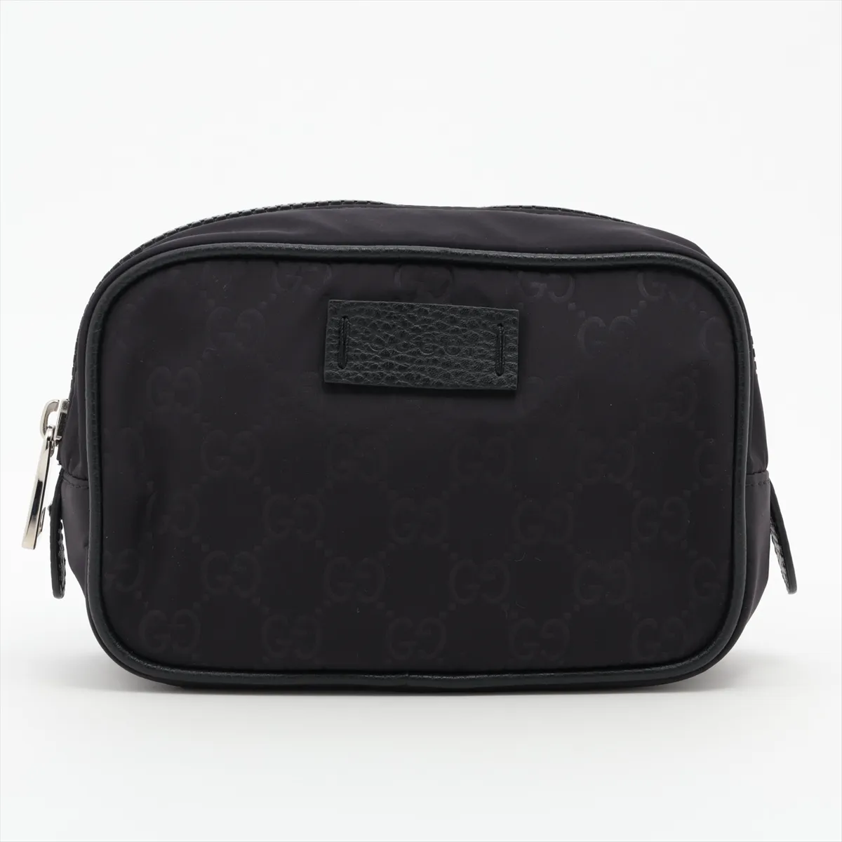 GG Nylon 510341 Nylon x Leather Pouch Black with G mark