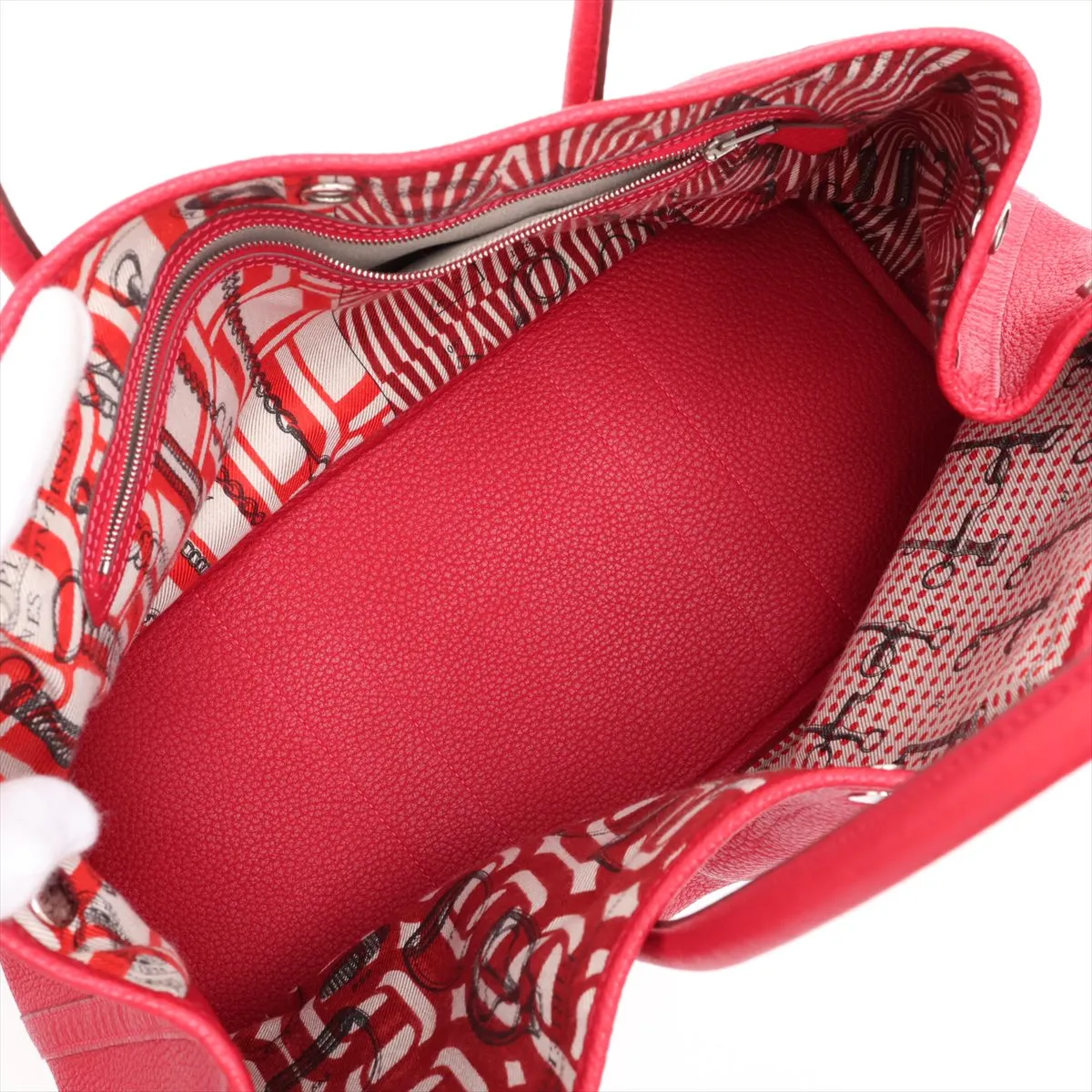 Hermès Garden Party 36 PM, Camaille Negonda, Rouge Vif, Silver Hardware, X: 2016 — view 7