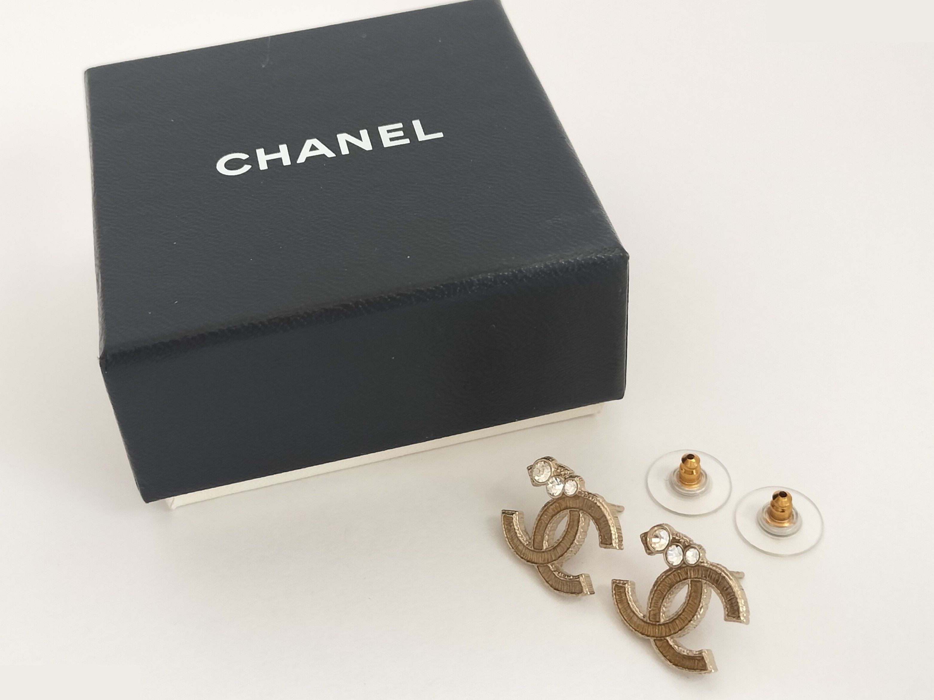 Unused Coco rhinestone gold earrings — view 2