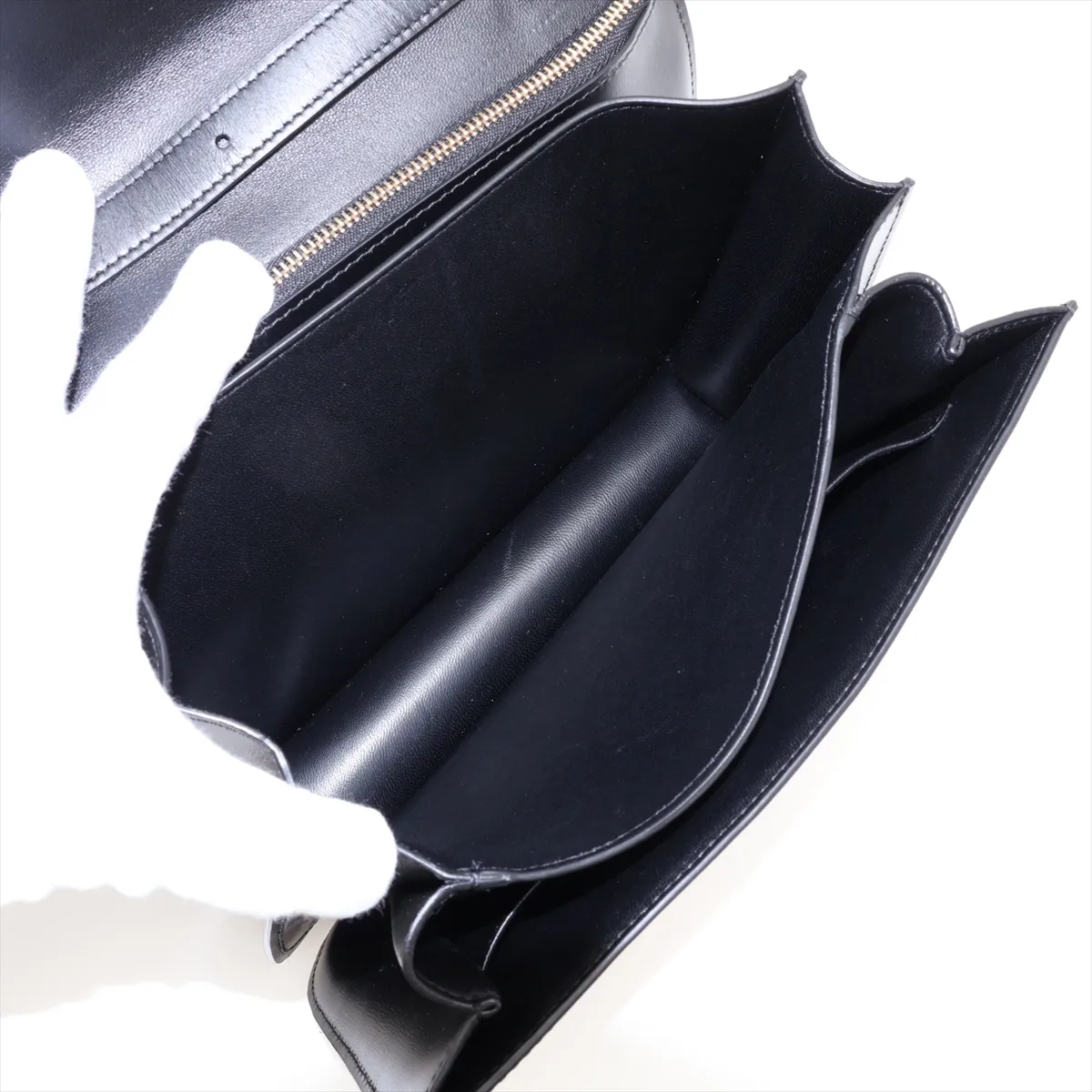 Classic Box Leather Shoulder Bag, Black — view 9