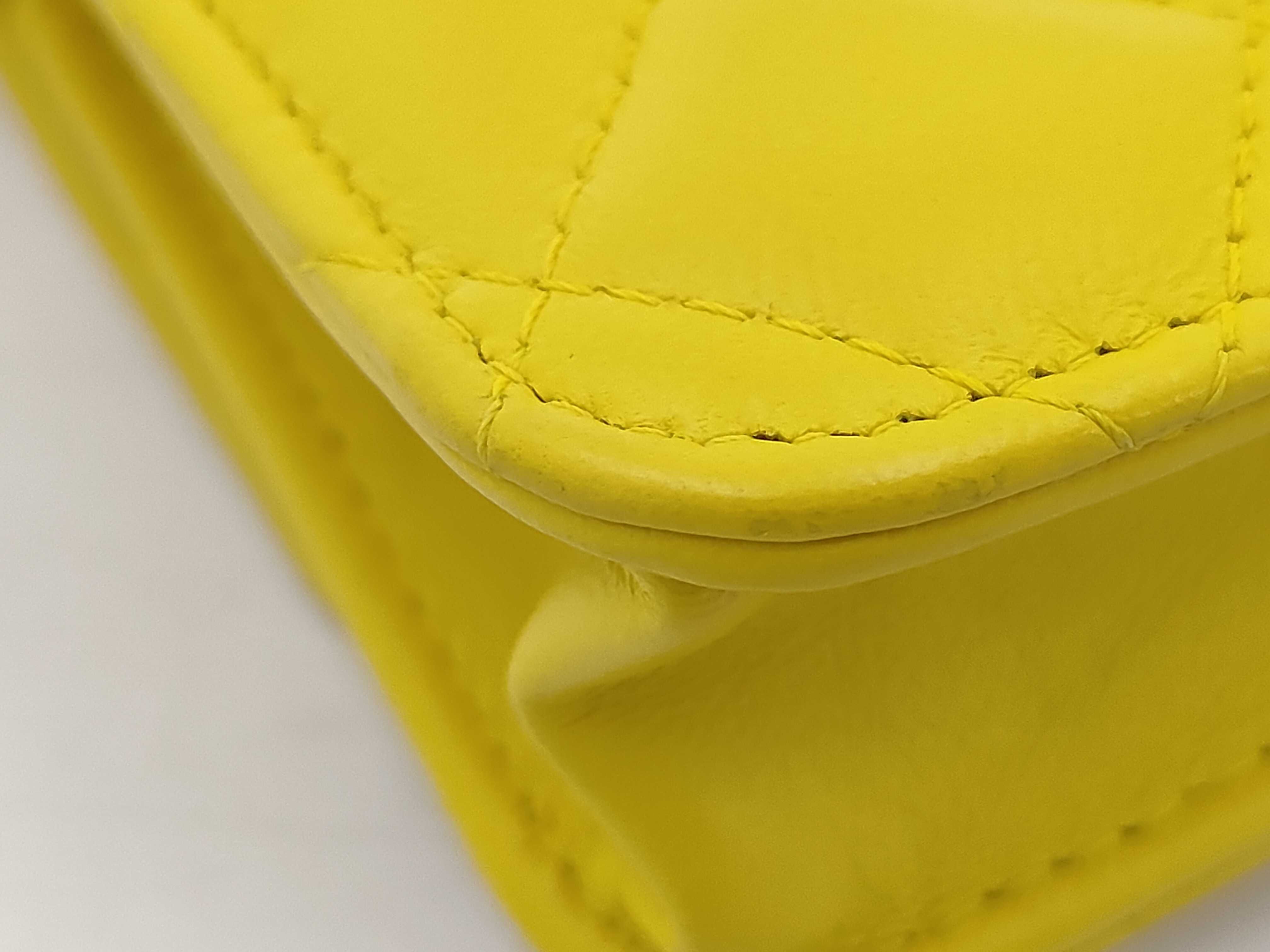 Matelassé Lambskin Chain Wallet (Random Number) Yellow Shoulder Bag — view 5