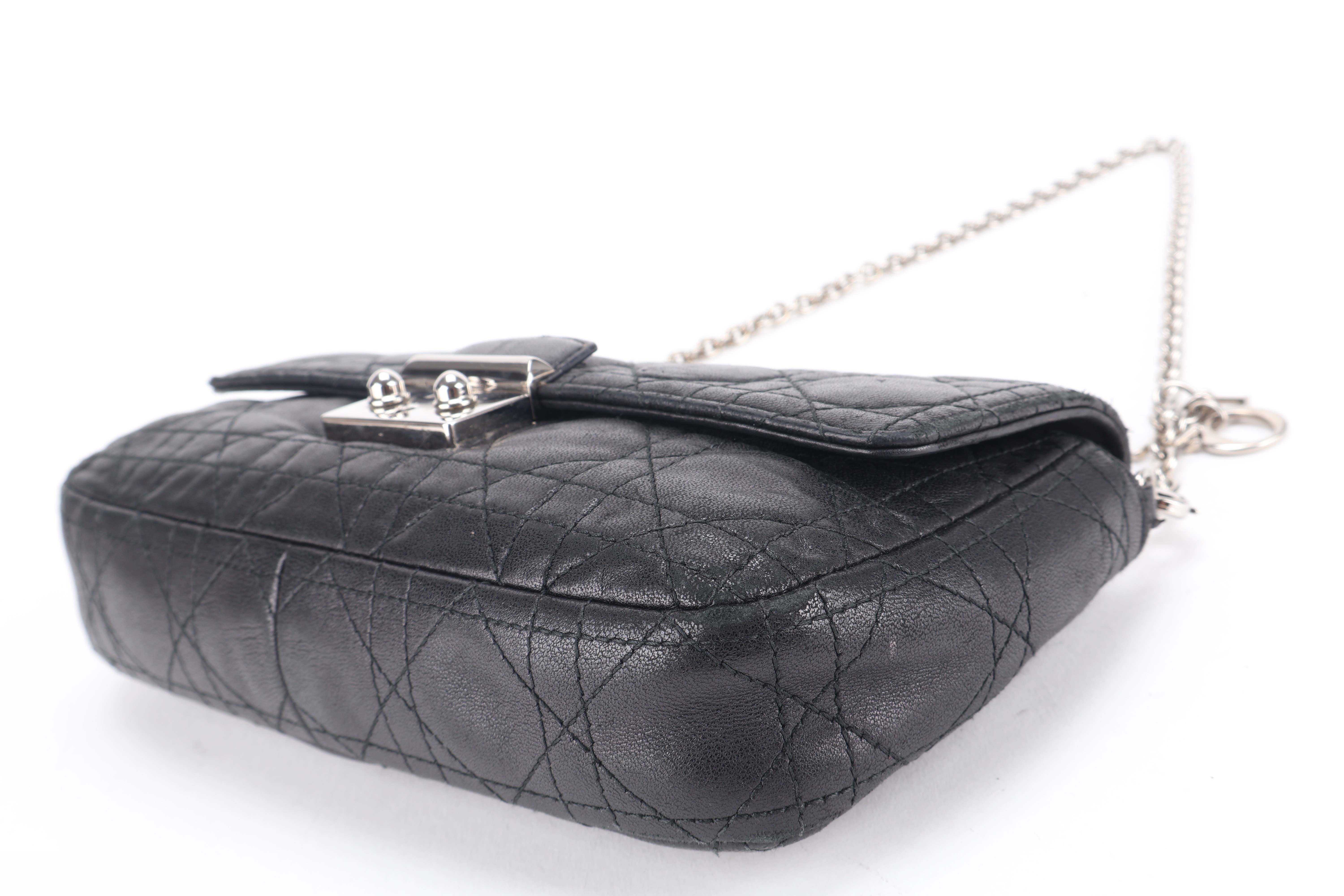 MISS DIOR SMALL BLACK CANNAGE LAMBSKIN — view 3