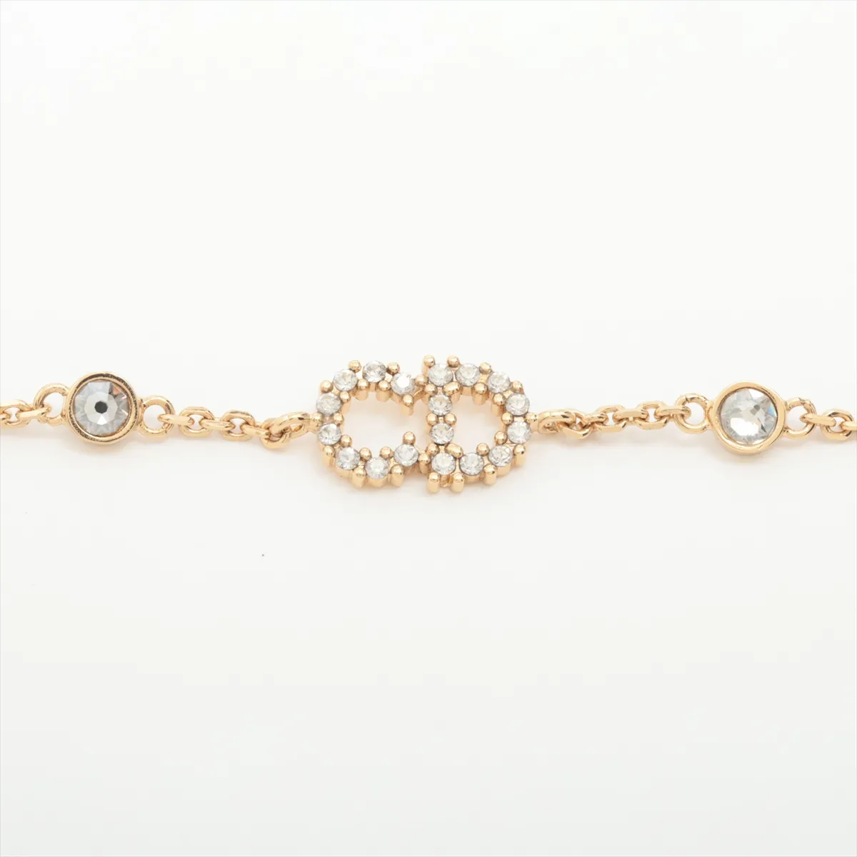Clair D Lune bracelet, gold-plated with rhinestones and faux pearls. Shows signs of wear, — view 2