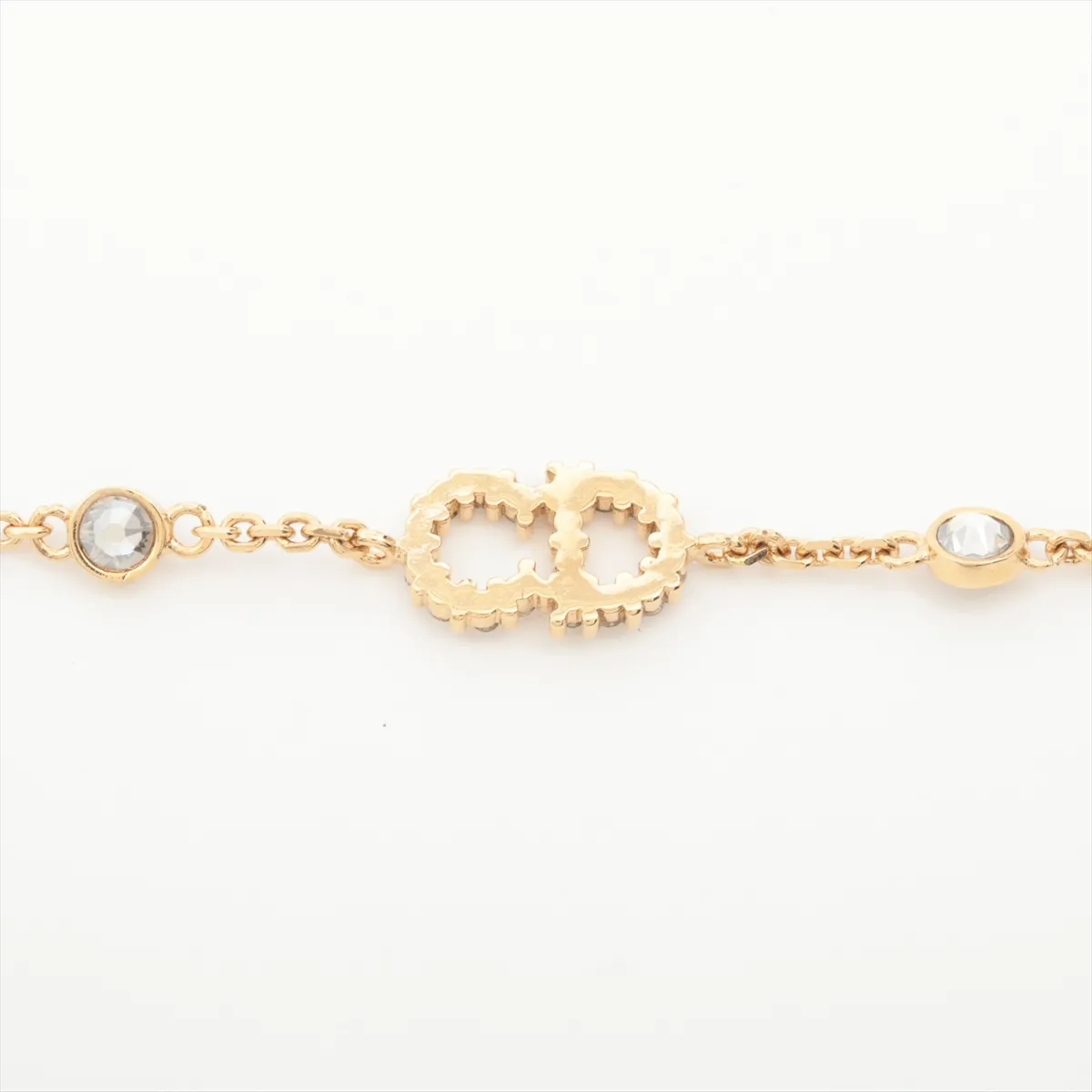 Clair D Lune bracelet, gold-plated with rhinestones and faux pearls. Shows signs of wear, — view 3