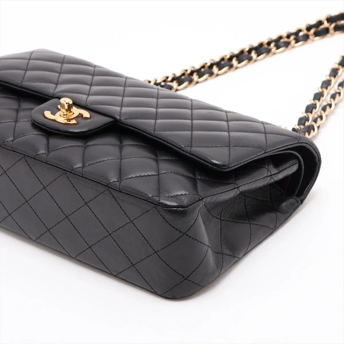 [Individually packaged] Chanel Matelassé 25 Lambskin Double Flap Double Chain Bag, Black with Gold Hardware, 13175550, Serial Number , A01112 — view 3