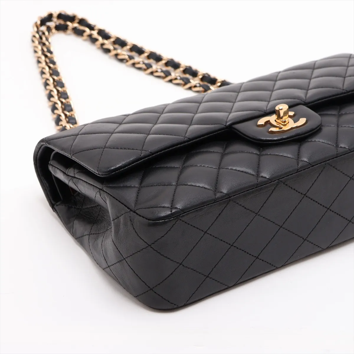 [Individually packaged] Chanel Matelassé 25 Lambskin Double Flap Double Chain Bag, Black with Gold Hardware, 13175550, Serial Number , A01112 — view 4