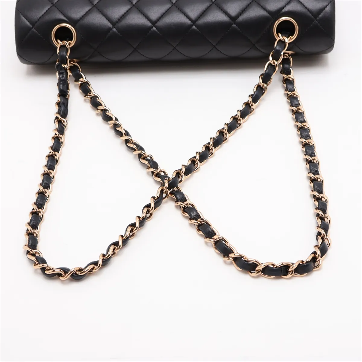[Individually packaged] Chanel Matelassé 25 Lambskin Double Flap Double Chain Bag, Black with Gold Hardware, 13175550, Serial Number , A01112 — view 5